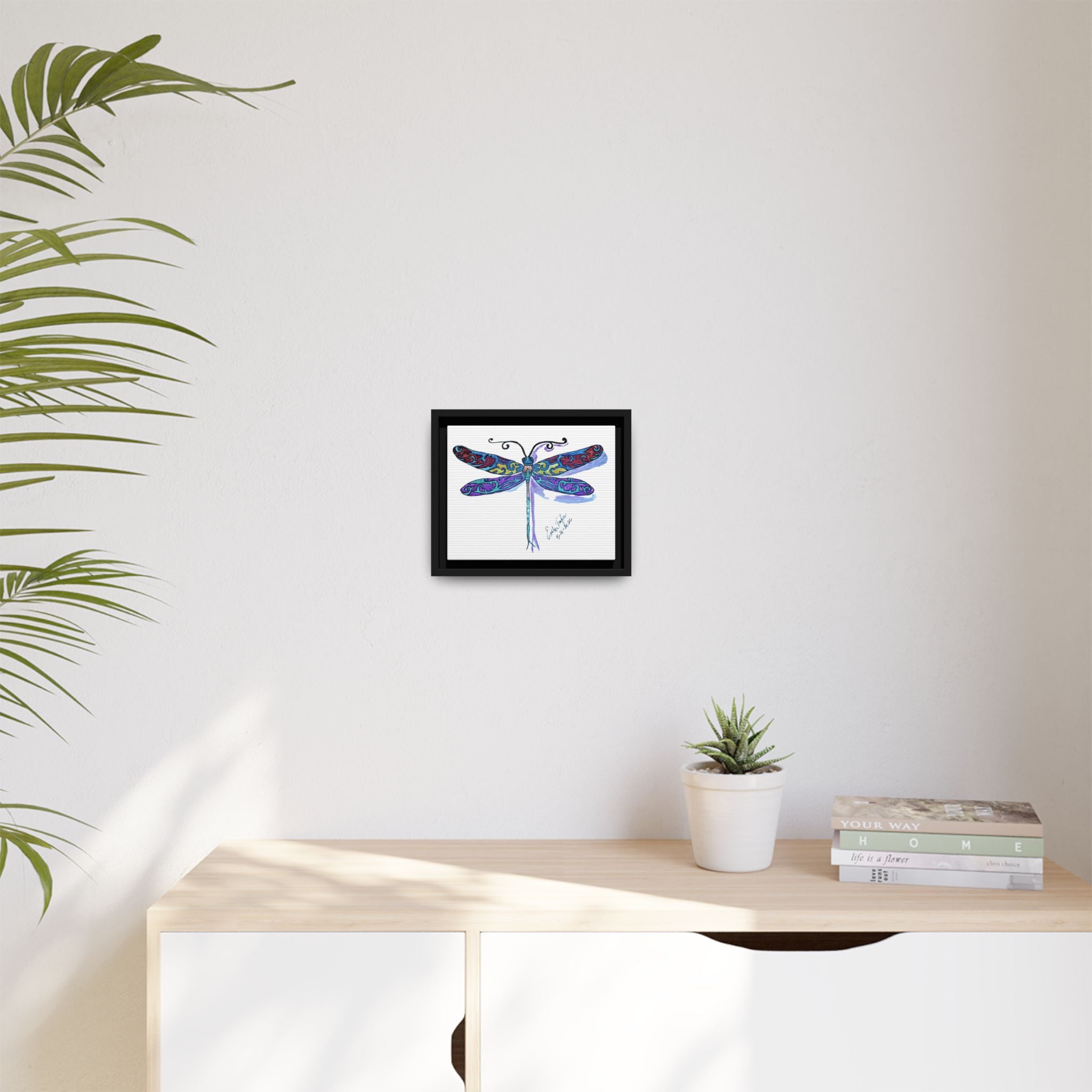 Framed Dragonfly Wall Art — Colorful Matte Canvas Print