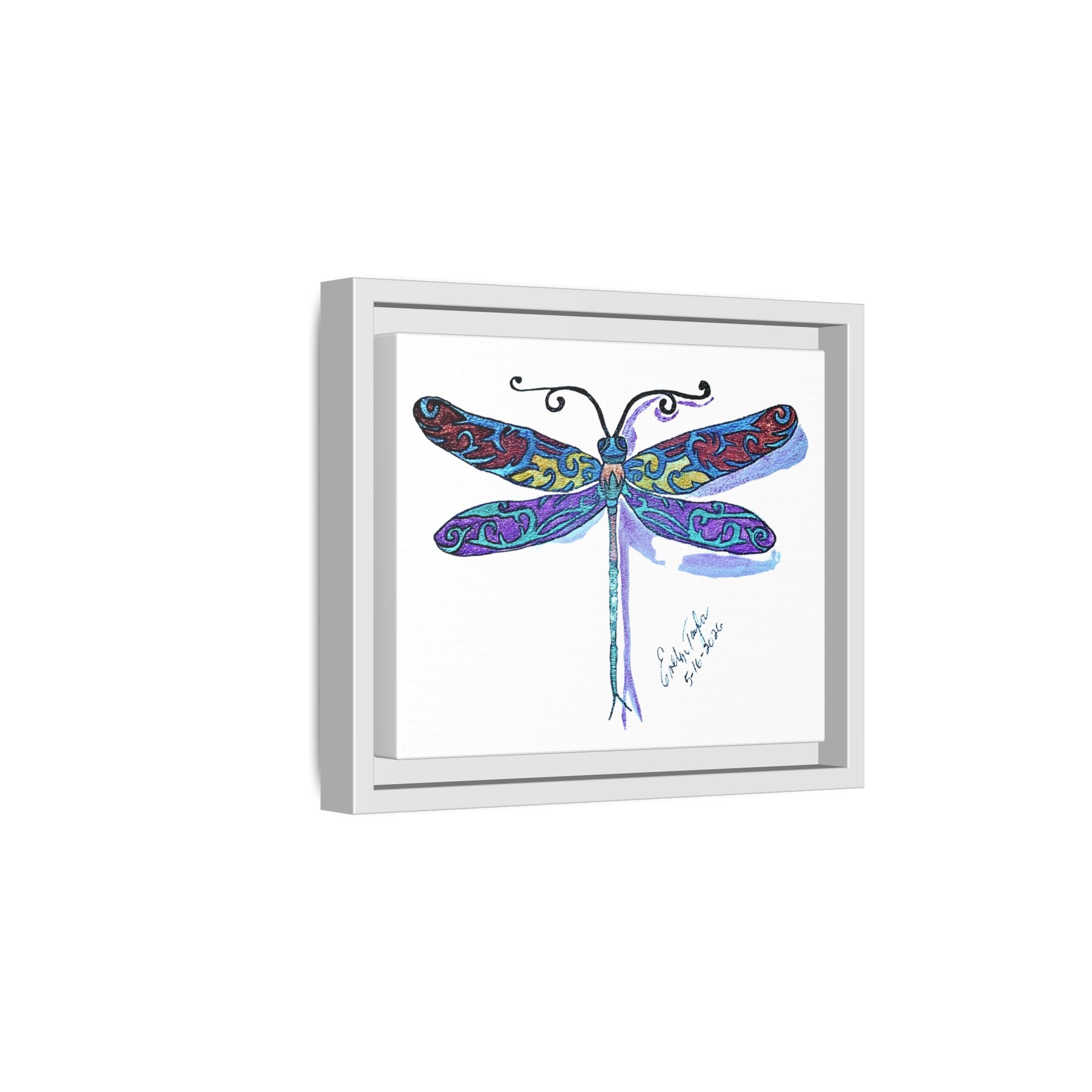 Framed Dragonfly Wall Art — Colorful Matte Canvas Print