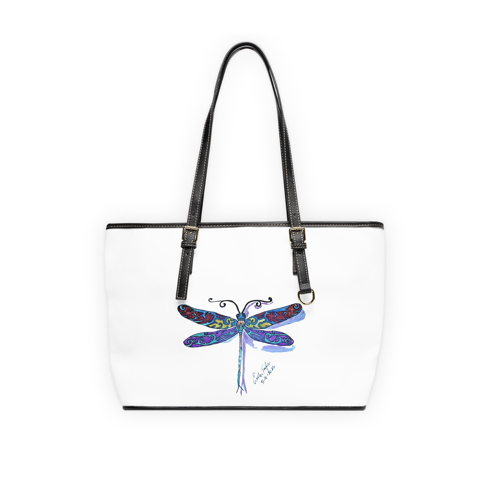 Dragonfly Art PU Shoulder Bag – Colorful Boho Tote for Everyday & Gifts
