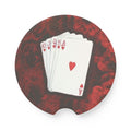 Poker Hand Soapstone Car Coaster — Royal Flush Hearts Car Cup Holder Insert