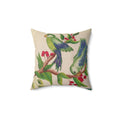 Tropical Parakeet Throw Pillow — Green Birds on Branch Decorative Cushion
