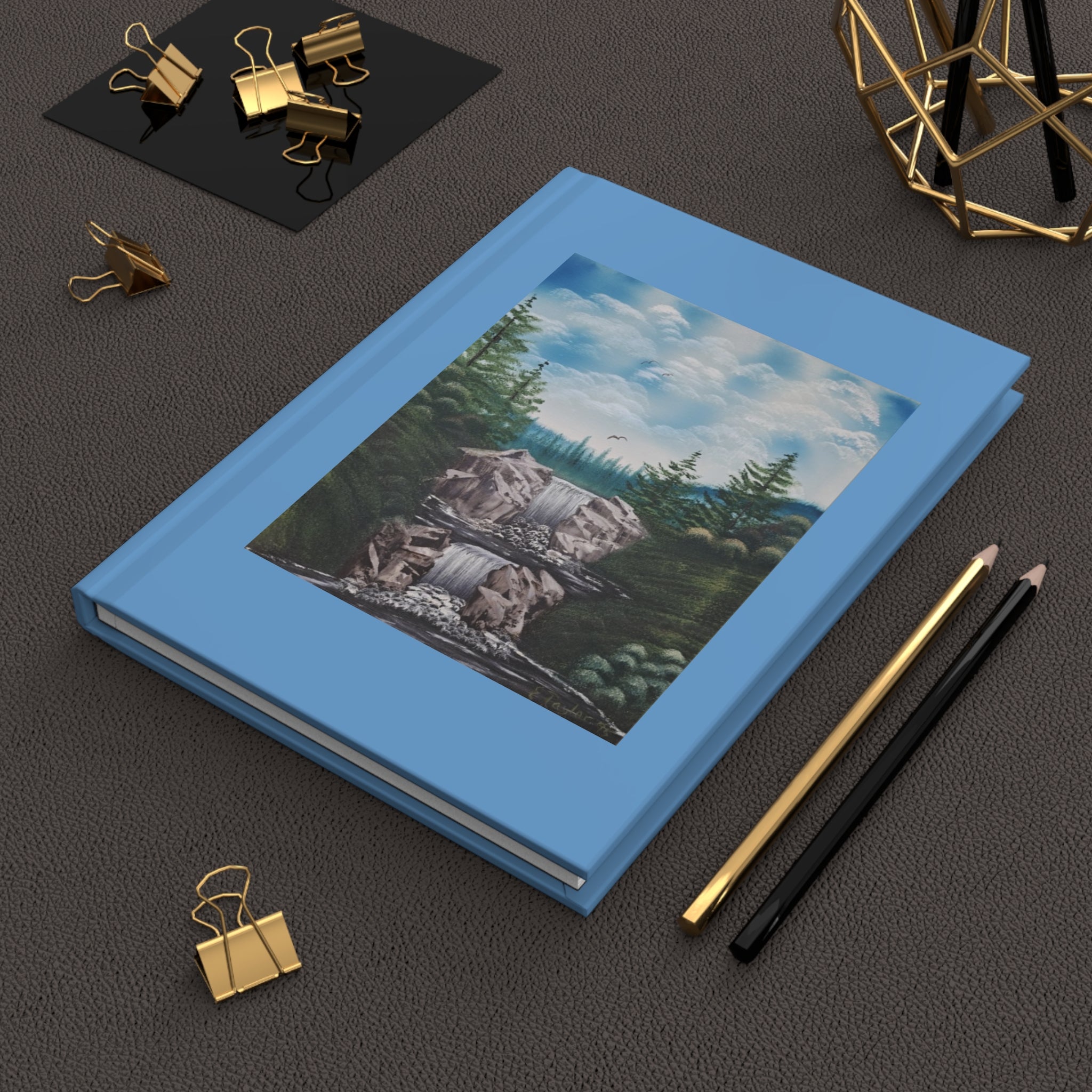 Waterfall Forest Hardcover Journal — Nature Scenic Notebook for Travel, Hiking & Mindful Writing