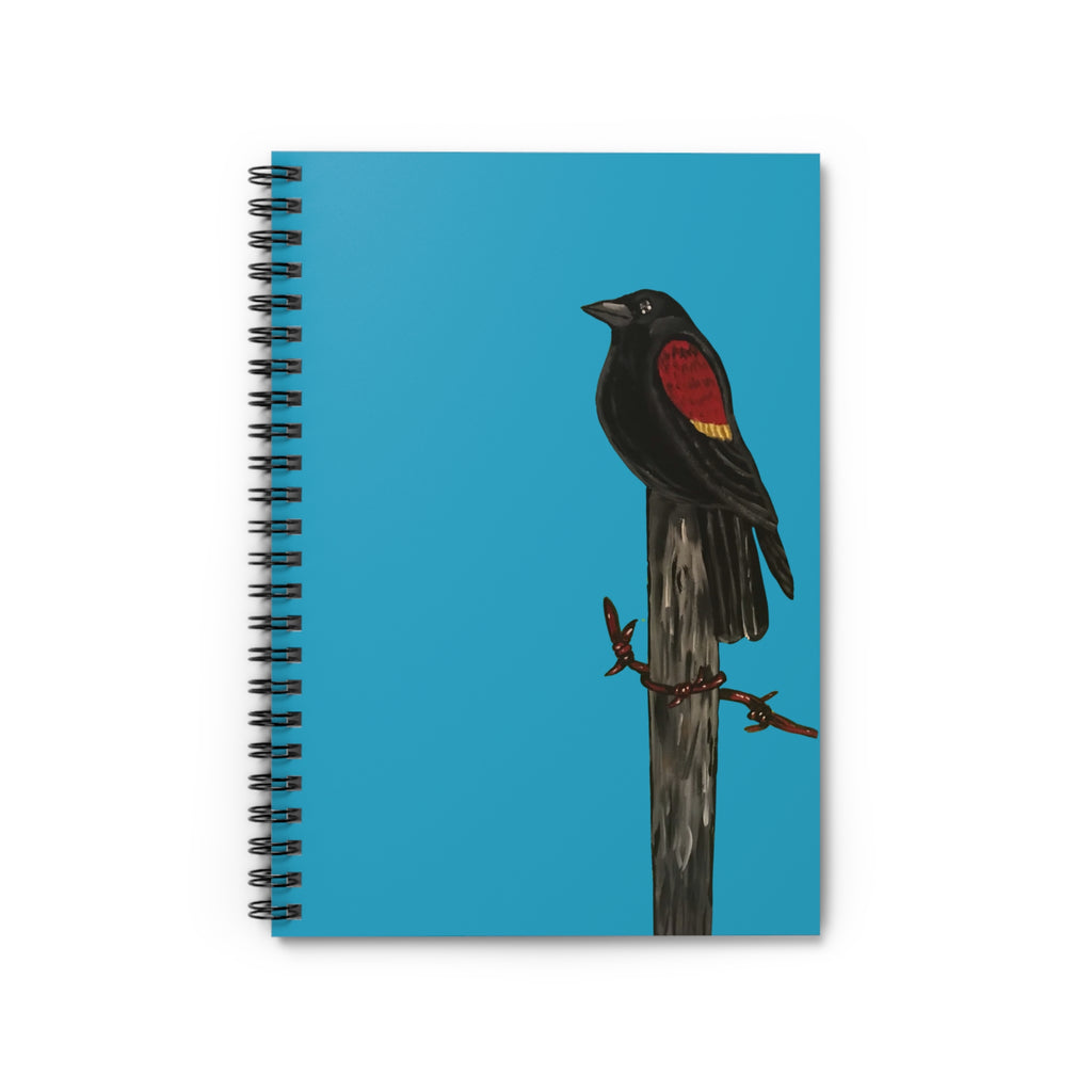 The Red-Winged Blackbird — Original Hand-Painted Art Spiral Notebook
