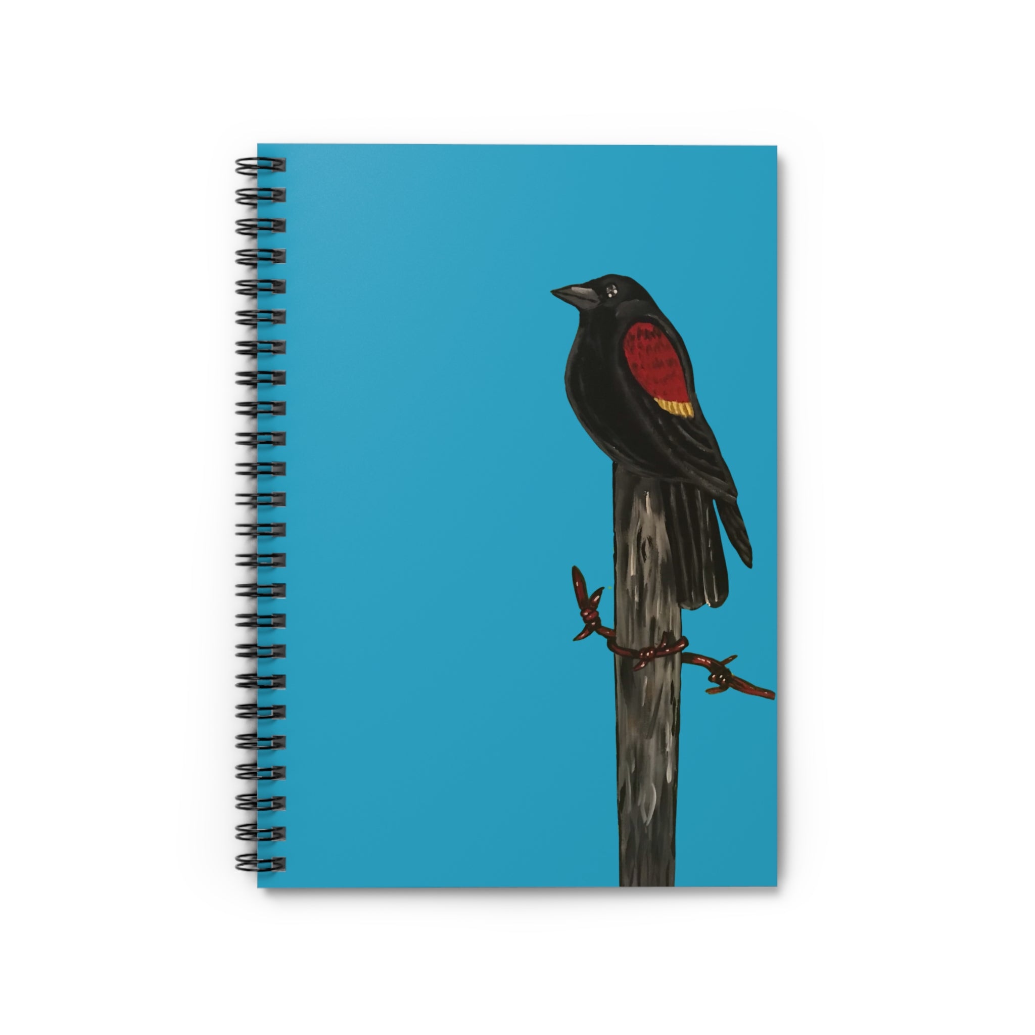 The Red-Winged Blackbird — Original Hand-Painted Art Spiral Notebook