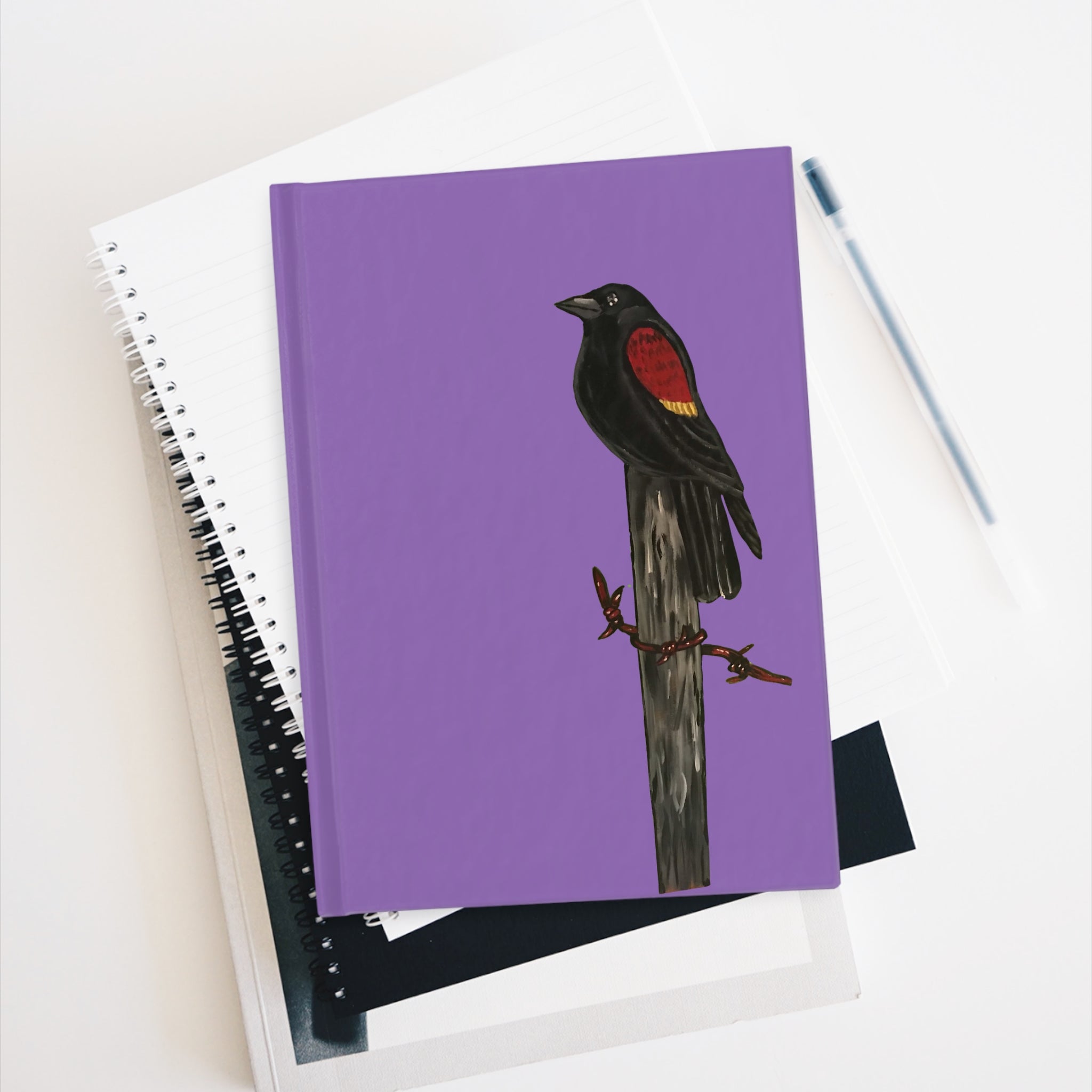 The Red-Winged Blackbird — Original Hand-Painted Art Journal