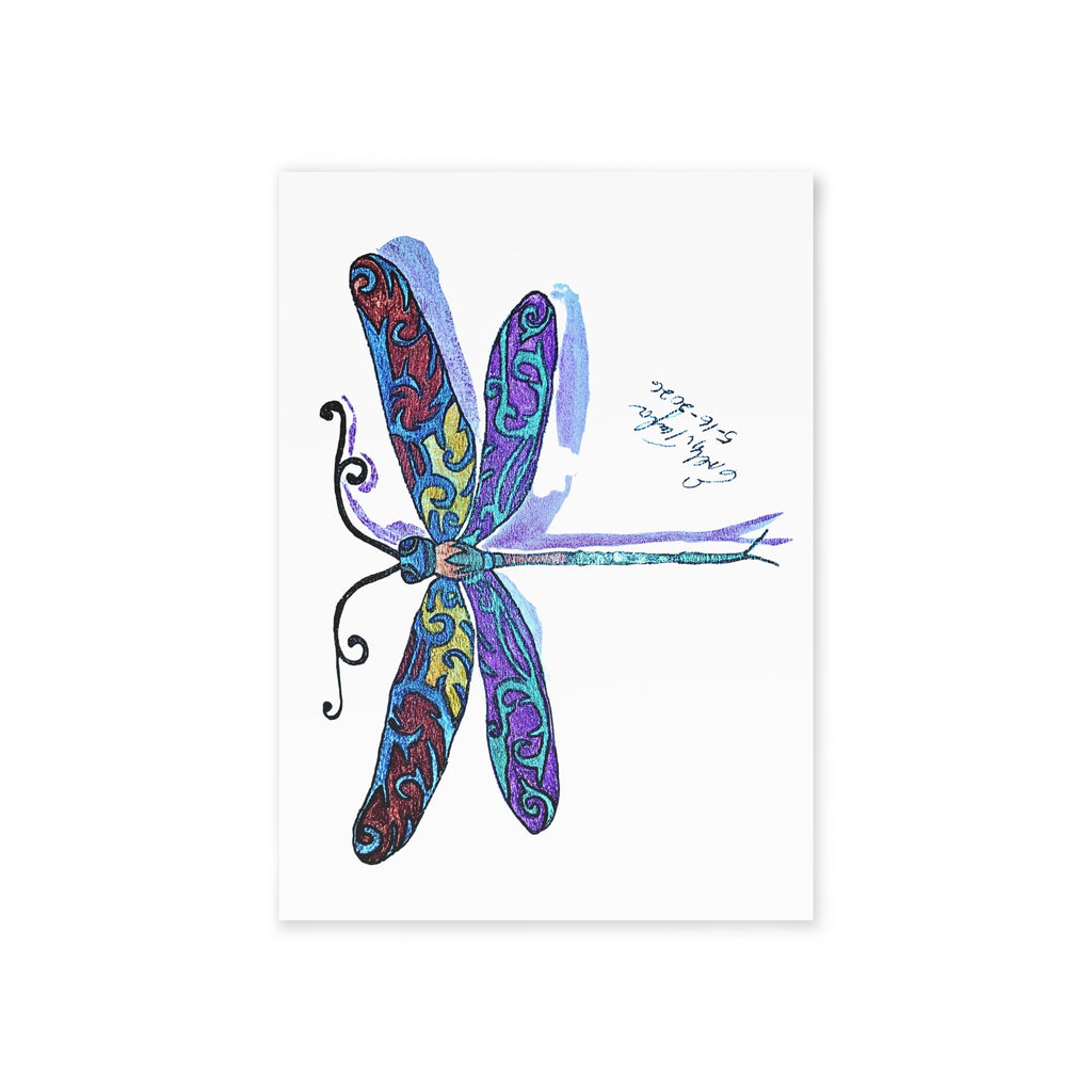 Dragonfly Holiday Card — Colorful Hand-Drawn Dragonfly One-Sided Card