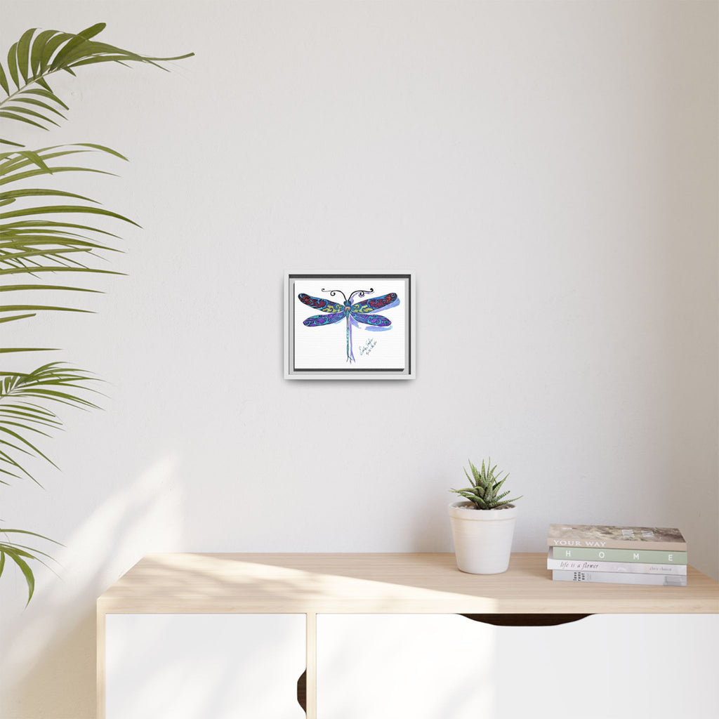 Framed Dragonfly Wall Art — Colorful Matte Canvas Print