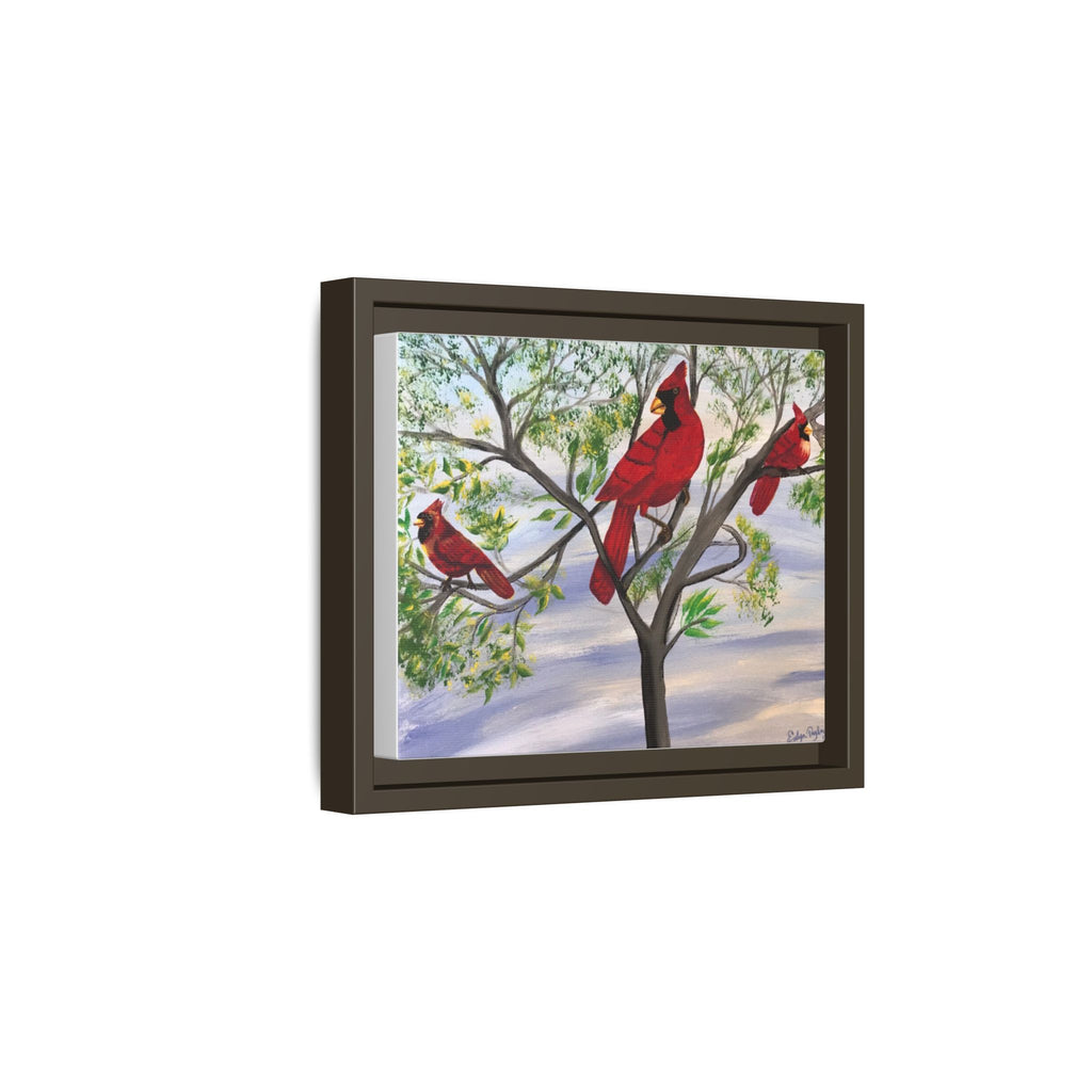 Framed Cardinal Canvas Print — Red Cardinals on Branches Wall Art