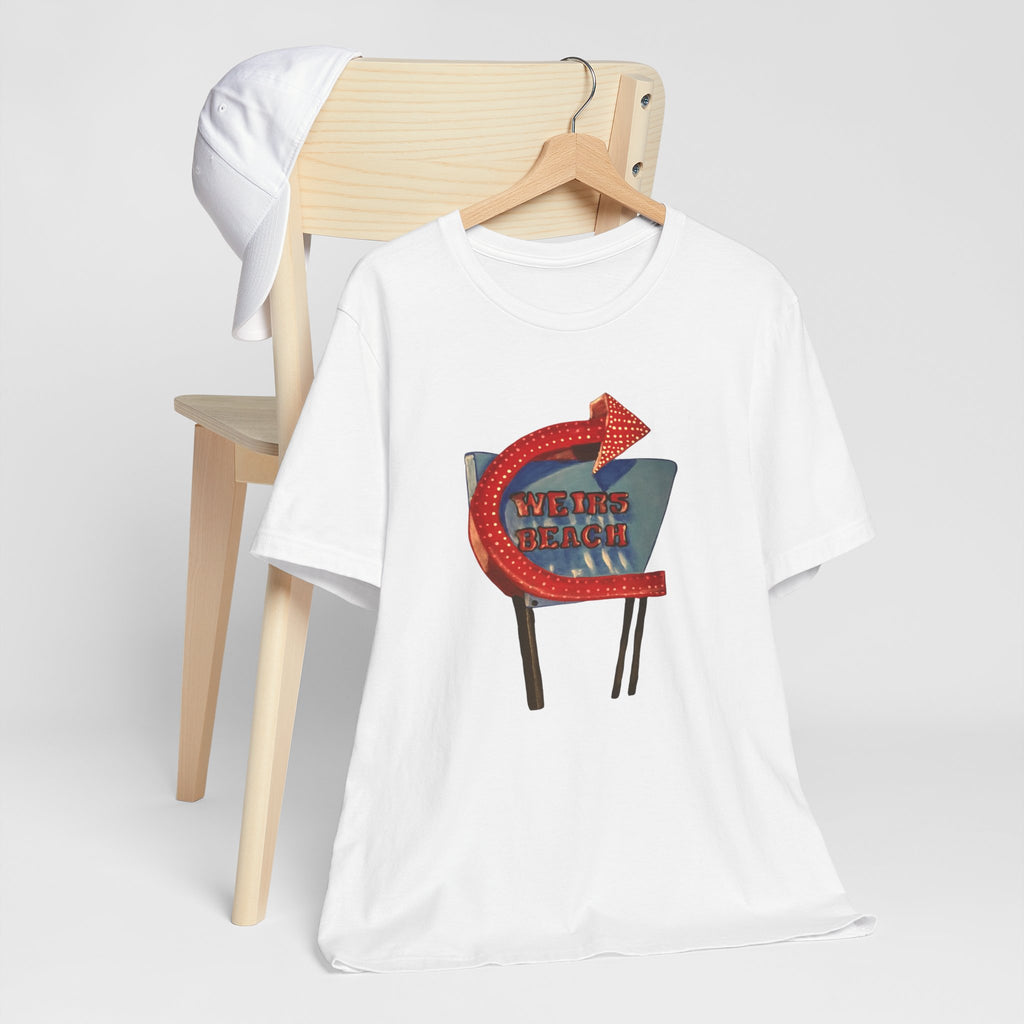 Retro Neon Arrow Weirs Beach T-Shirt | Vintage Sign Graphic Tee