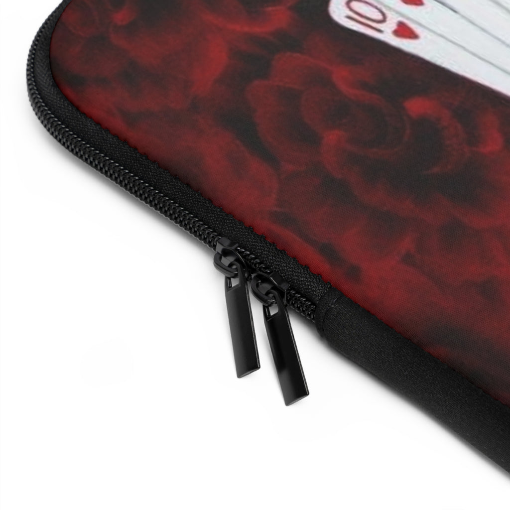 Hearts Royal Flush Laptop Sleeve — Red Rose Poker Design