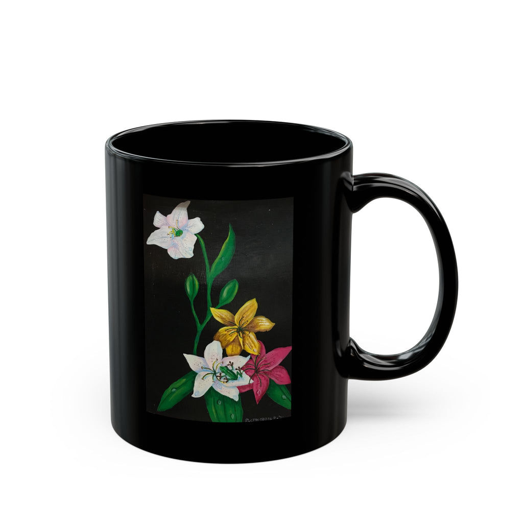 Black Floral Mug – Colorful Lily Bouquet Coffee Cup (11oz, 15oz)