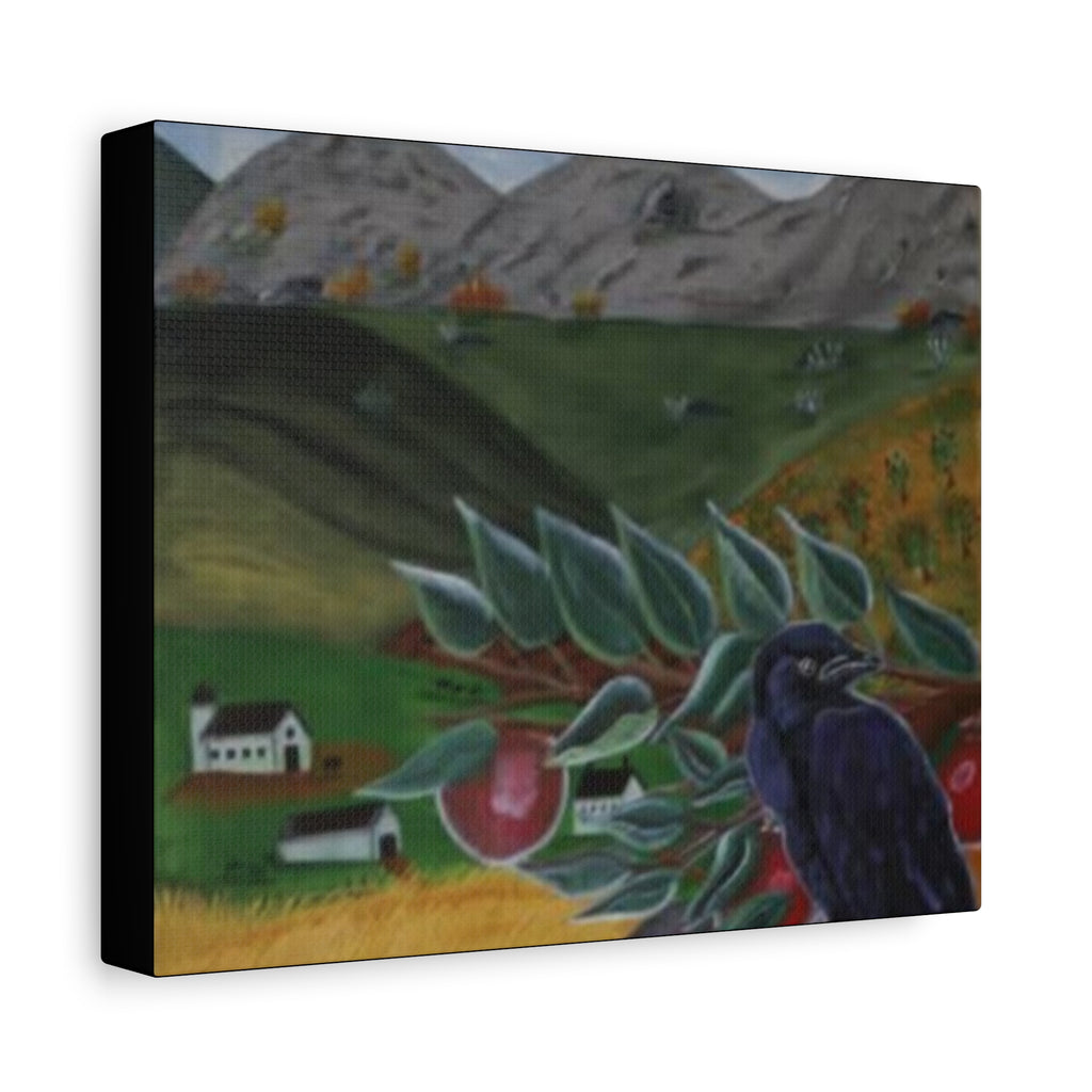 The Raven & the Apple Tree — Original Hand-Painted Art Canvas