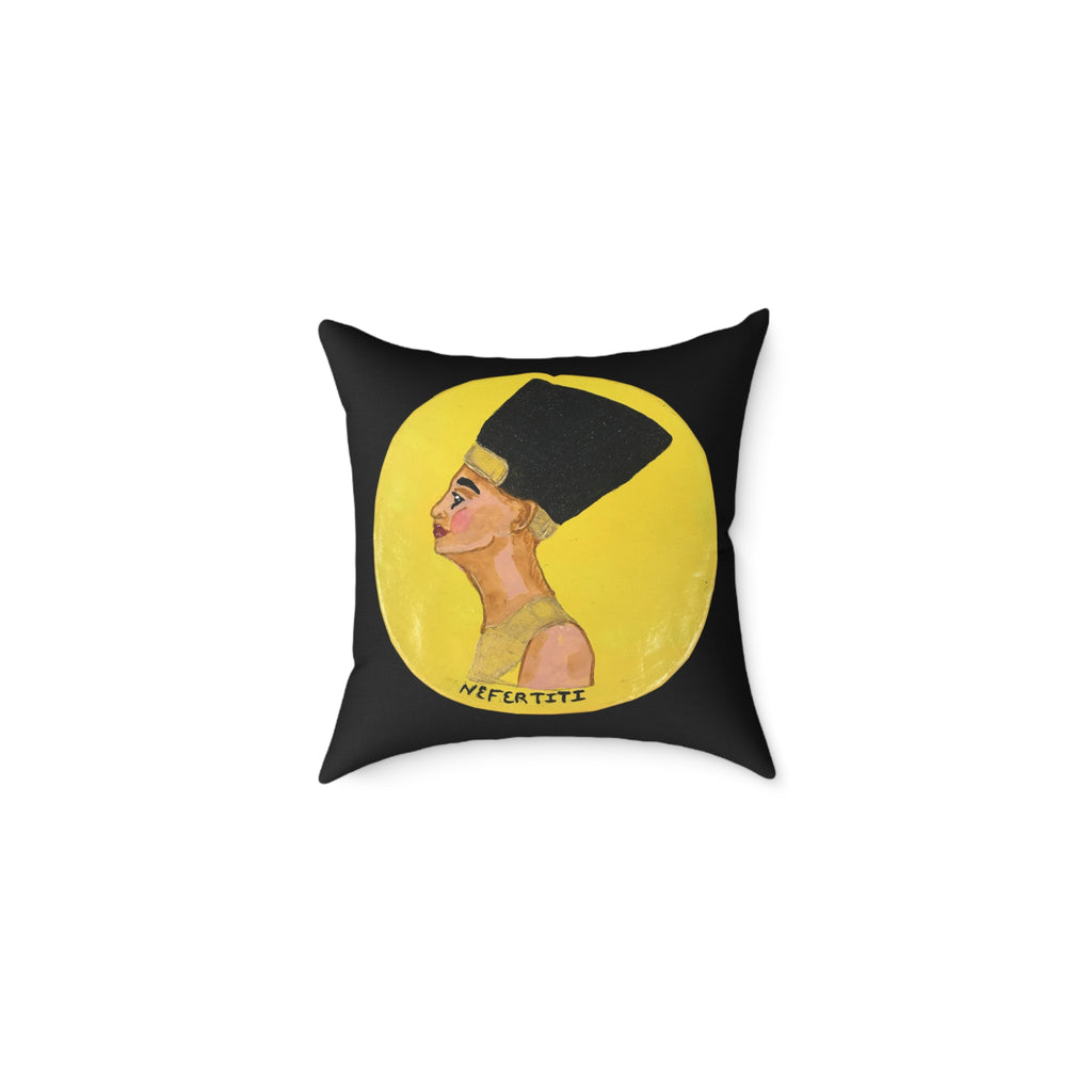Nefertiti Profile Square Throw Pillow - Egyptian Queen Art Decorative Cushion