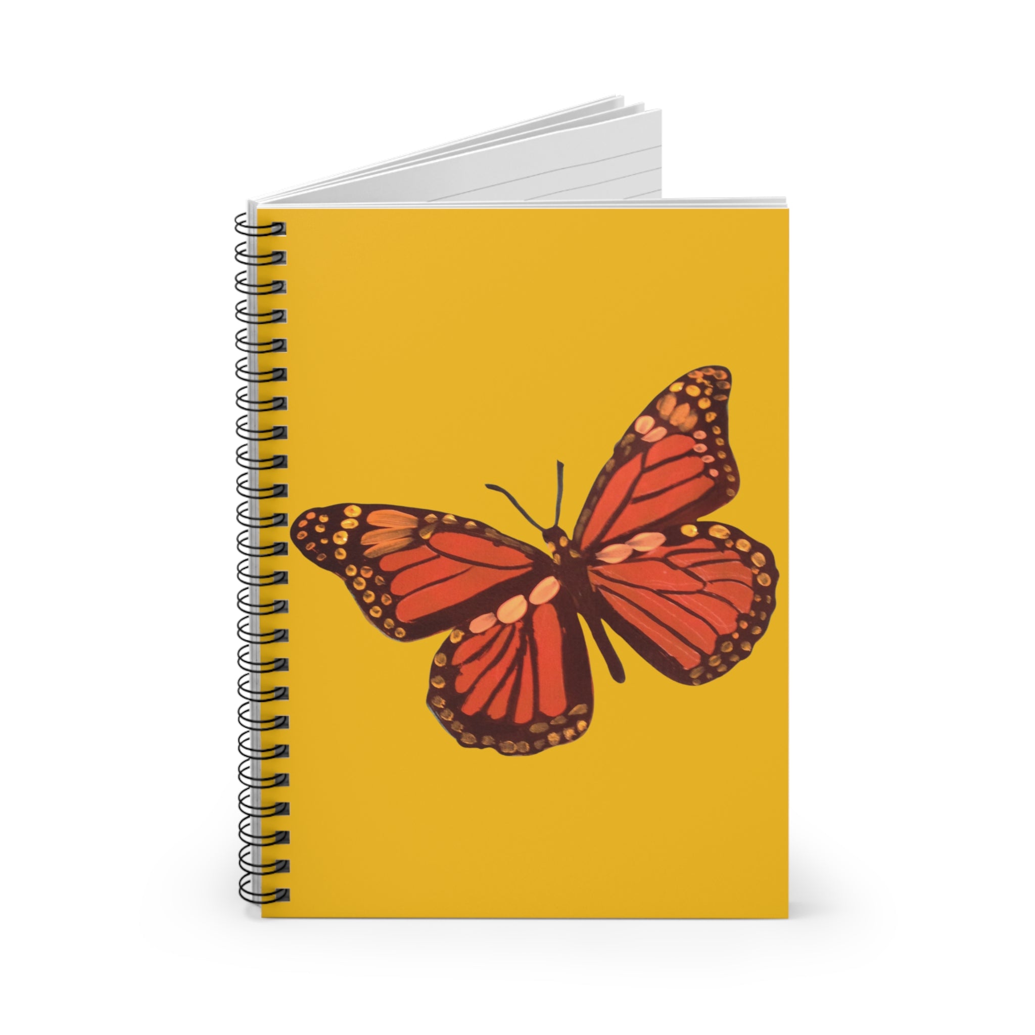 Yellow Monarch Butterfly Spiral Notebook — Ruled Journal for Nature Lovers