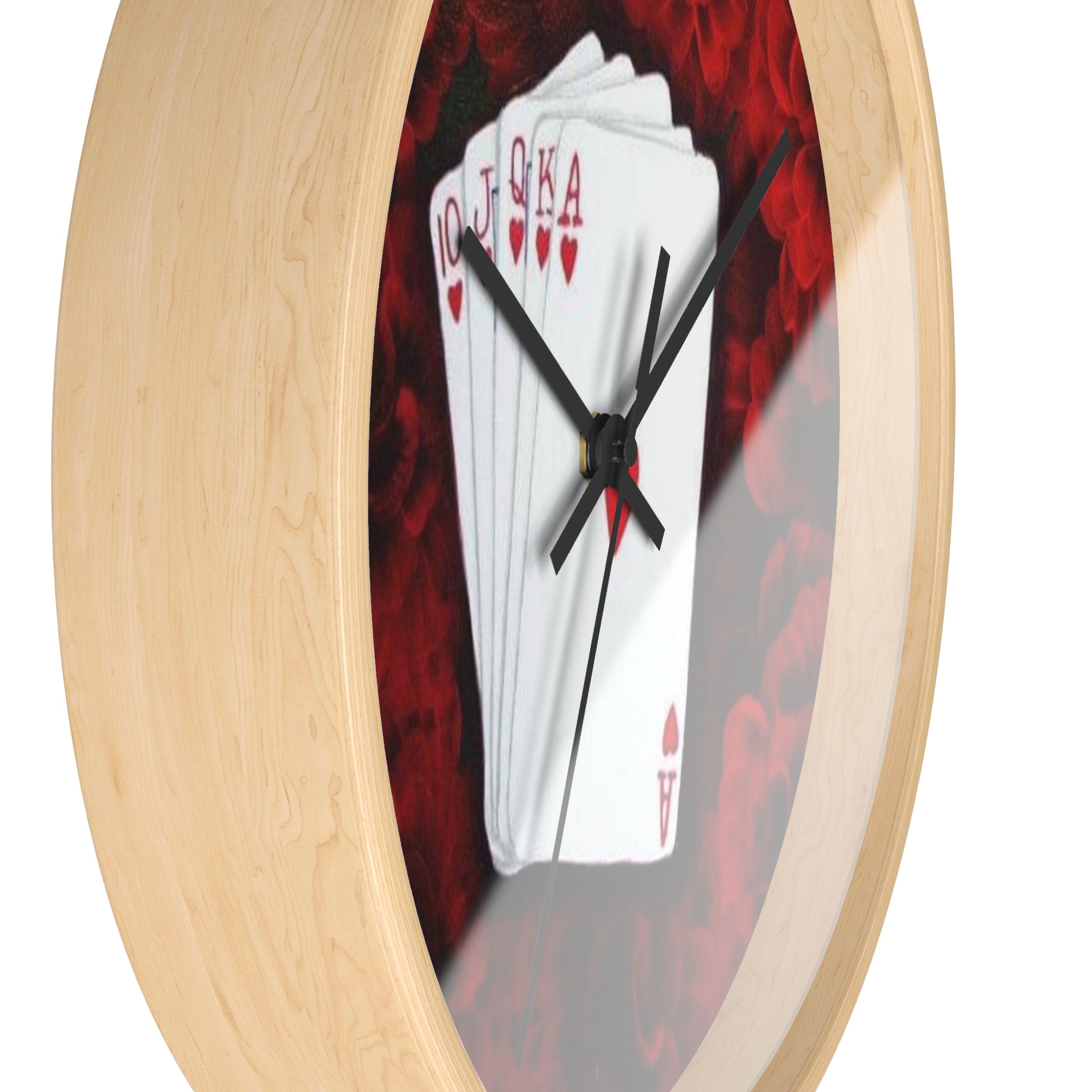 Playing Cards Wall Clock — Poker Hand Ace Hearts Decorative Clock