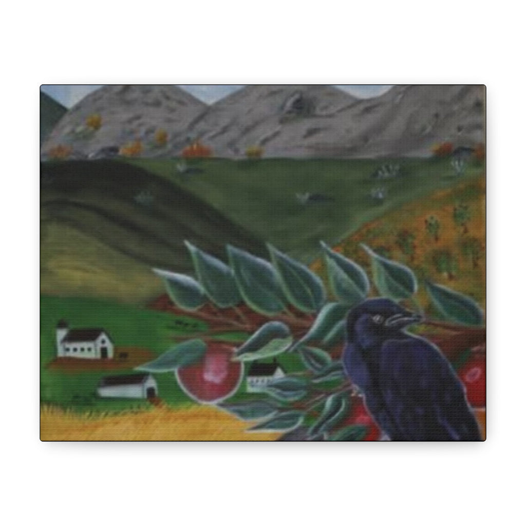 The Raven & the Apple Tree — Original Hand-Painted Art Canvas