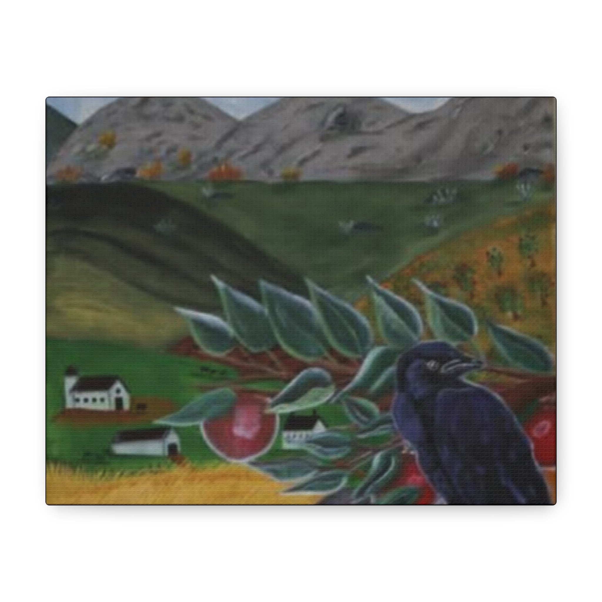 The Raven & the Apple Tree — Original Hand-Painted Art Canvas