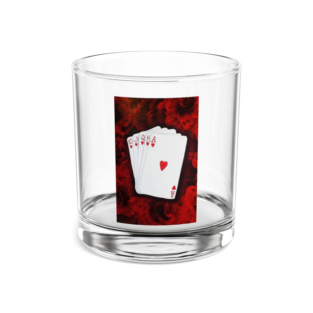 Poker Night 10oz Rocks Glass — Royal Flush Playing Cards Design