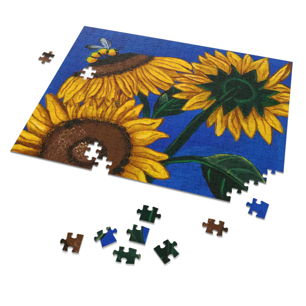 Sunflower Bee Jigsaw Puzzle — 500-Piece Puzzle with Tin Gift Box