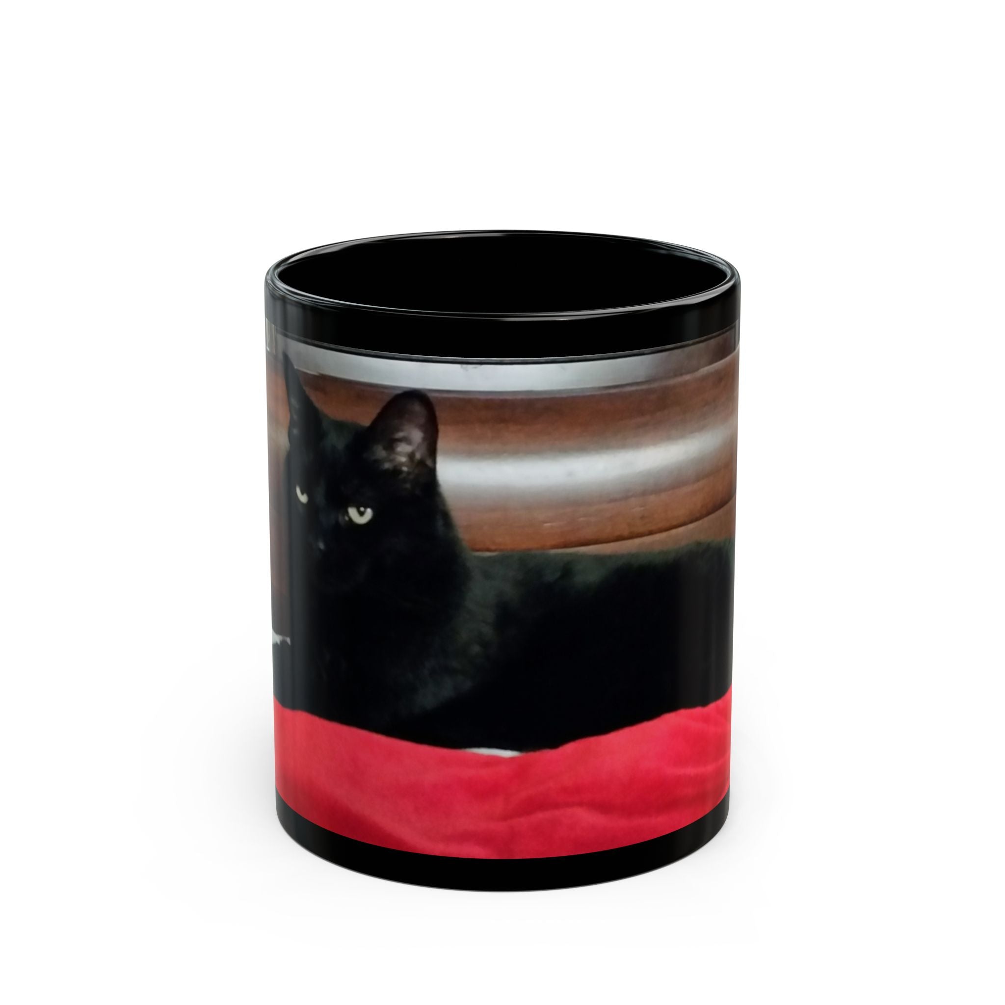 Black Cat Photo Mug - Cute Cozy Cat Coffee Cup (11oz, 15oz)