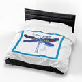 Velveteen Plush Blanket — Colorful Dragonfly Art Throw Blanket