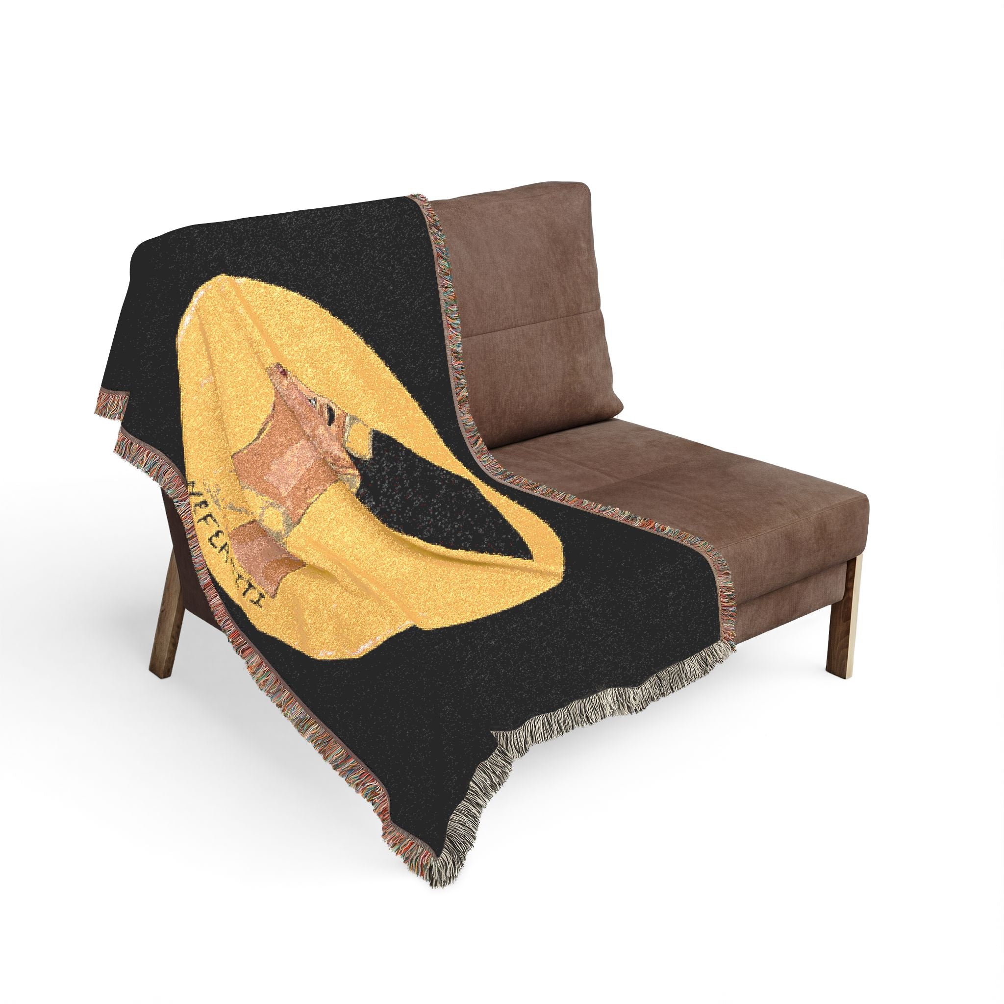 Nefertiti Profile Woven Blanket – Egyptian Queen Throw