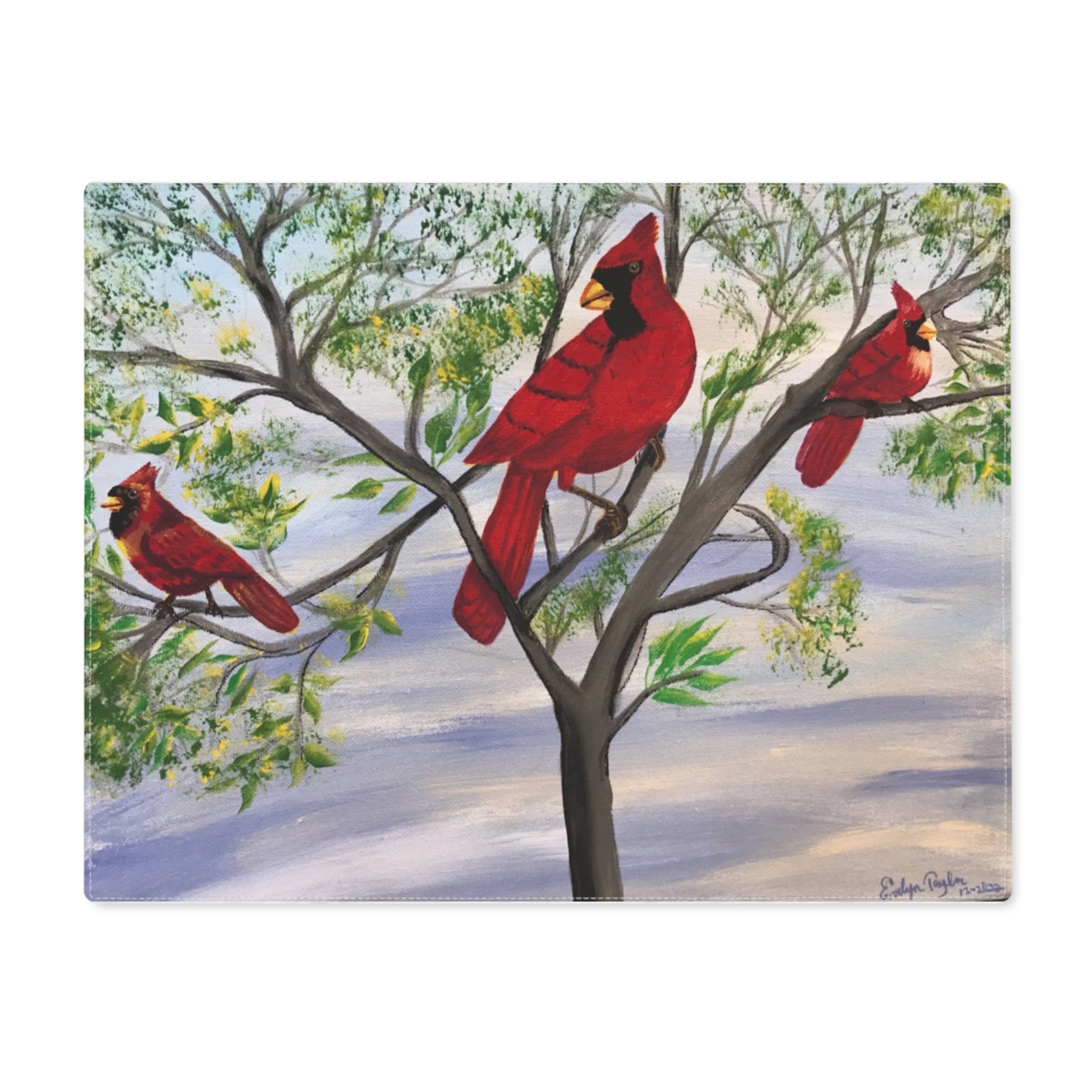 Cardinal Tree Placemat — Red Northern Cardinals Table Decor