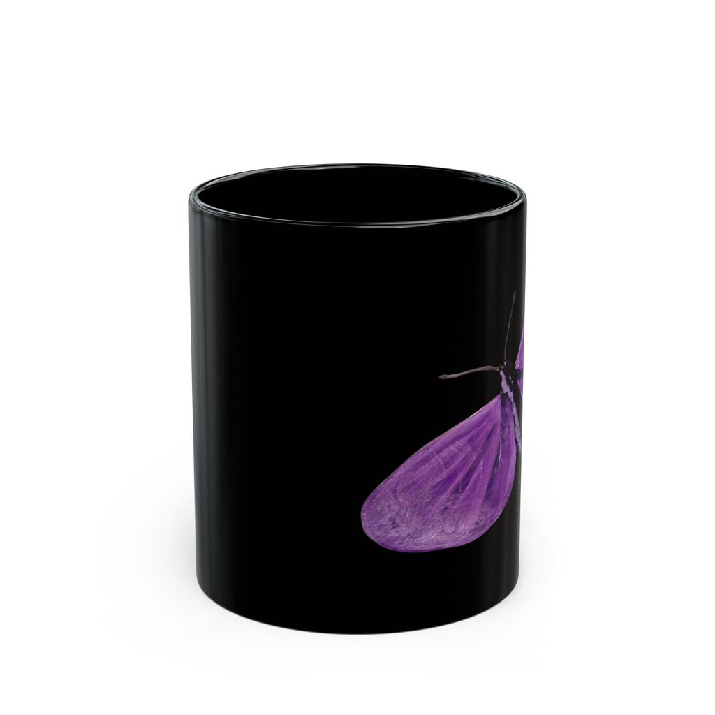 Purple Butterfly Artwork Mug | Black Ceramic Coffee Cup