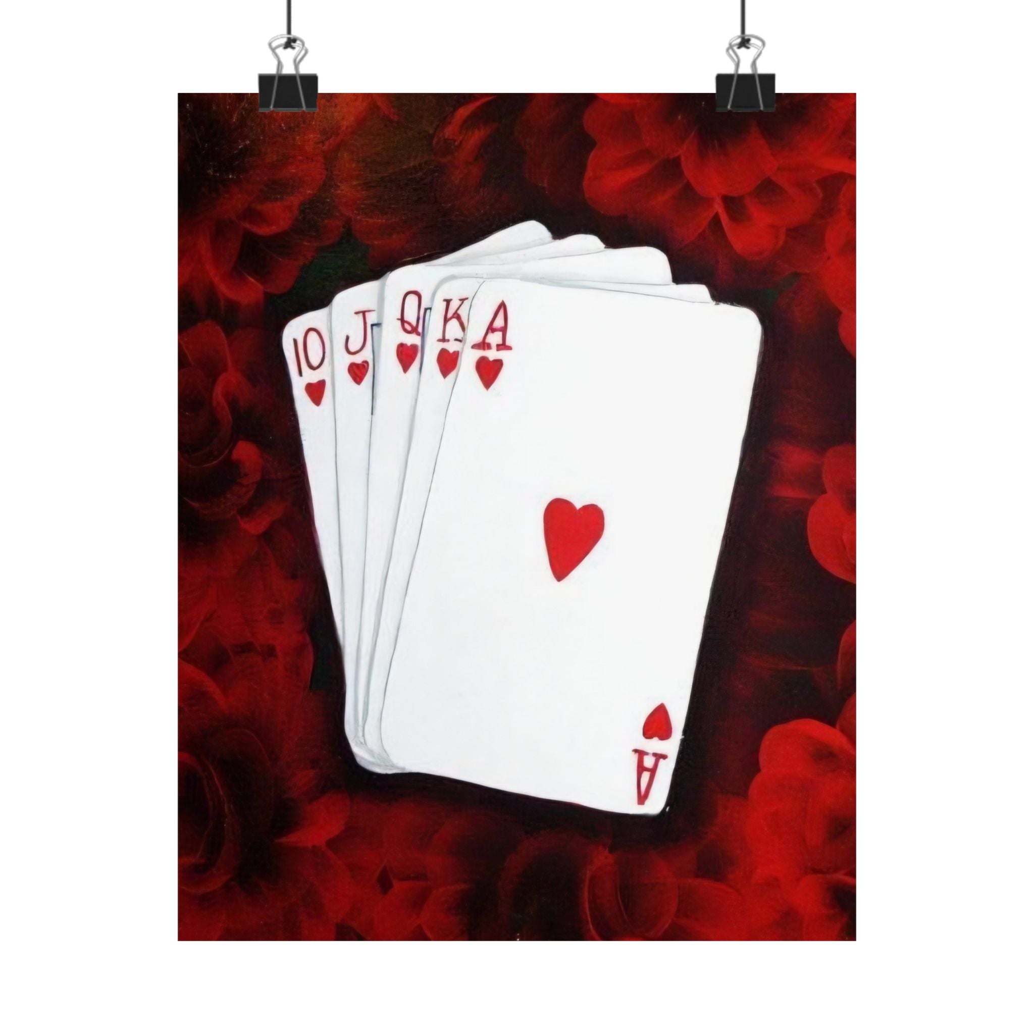 Playing Cards Heart Royal Flush Matte Poster — Casino Art Print