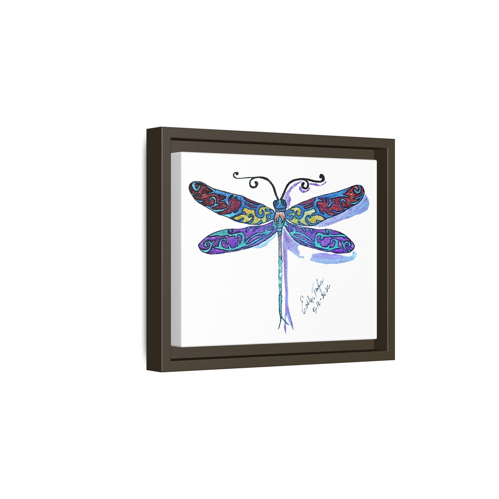 Framed Dragonfly Wall Art — Colorful Matte Canvas Print