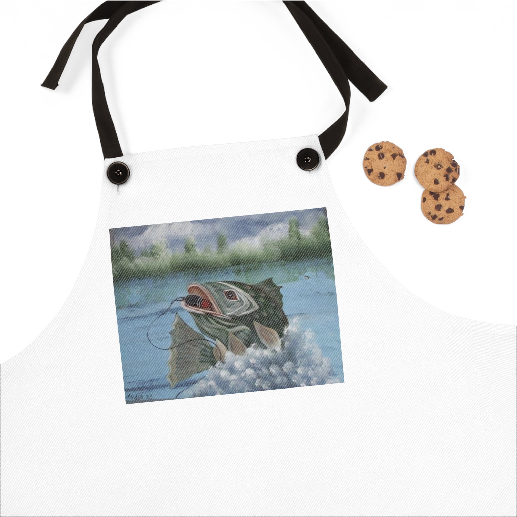 Fishing Bass Apron — Vintage Largemouth Fish Design