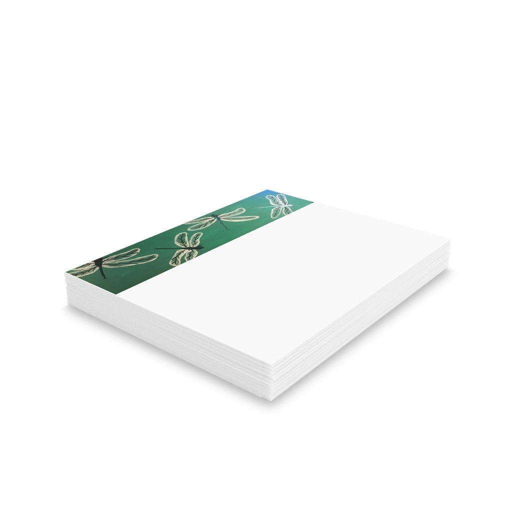 Dragonfly Border Greeting Cards — Blank Note Cards (Pack of 8/16/24)