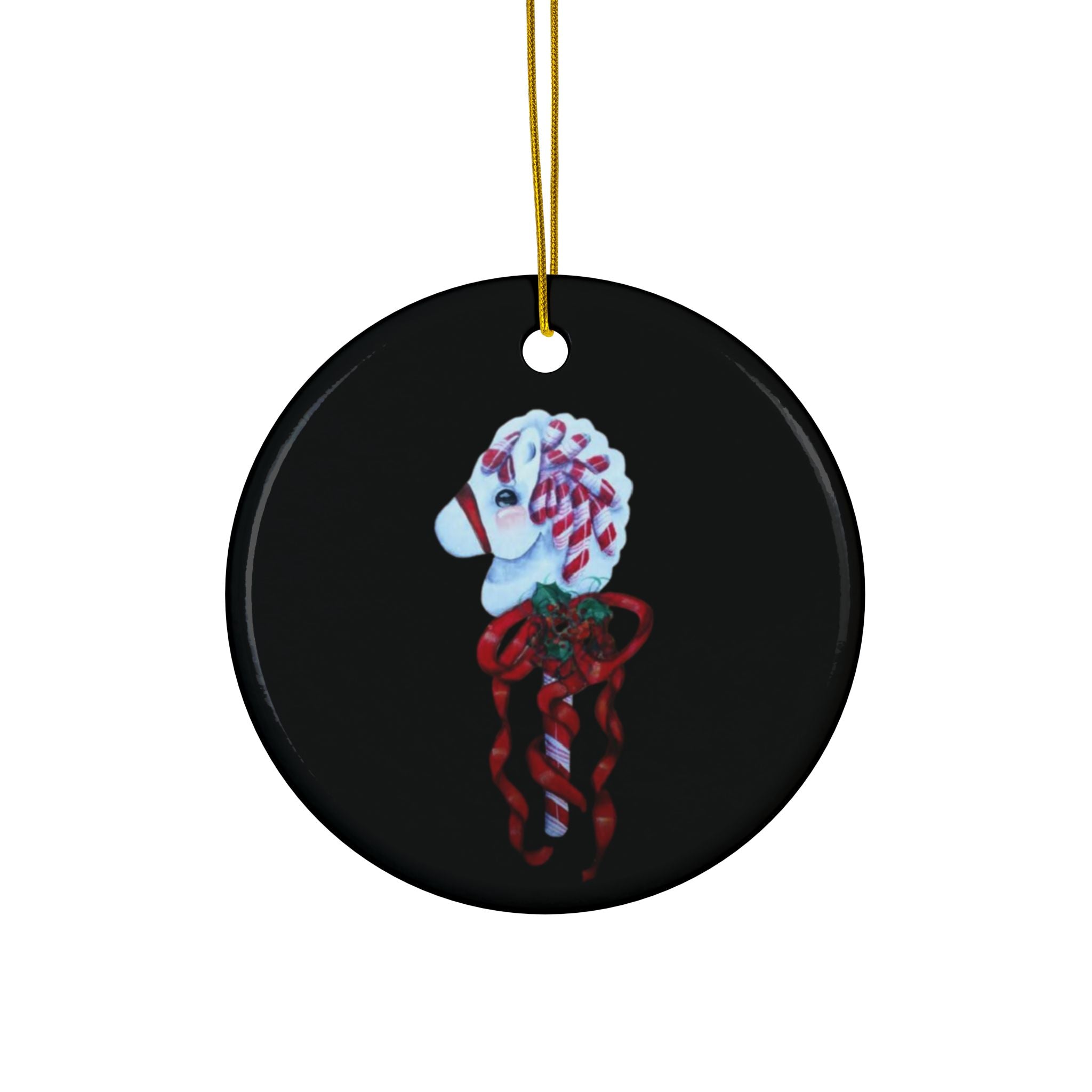 The Candy Cane Hobby Horse — Hand-Painted Holiday Ornament
