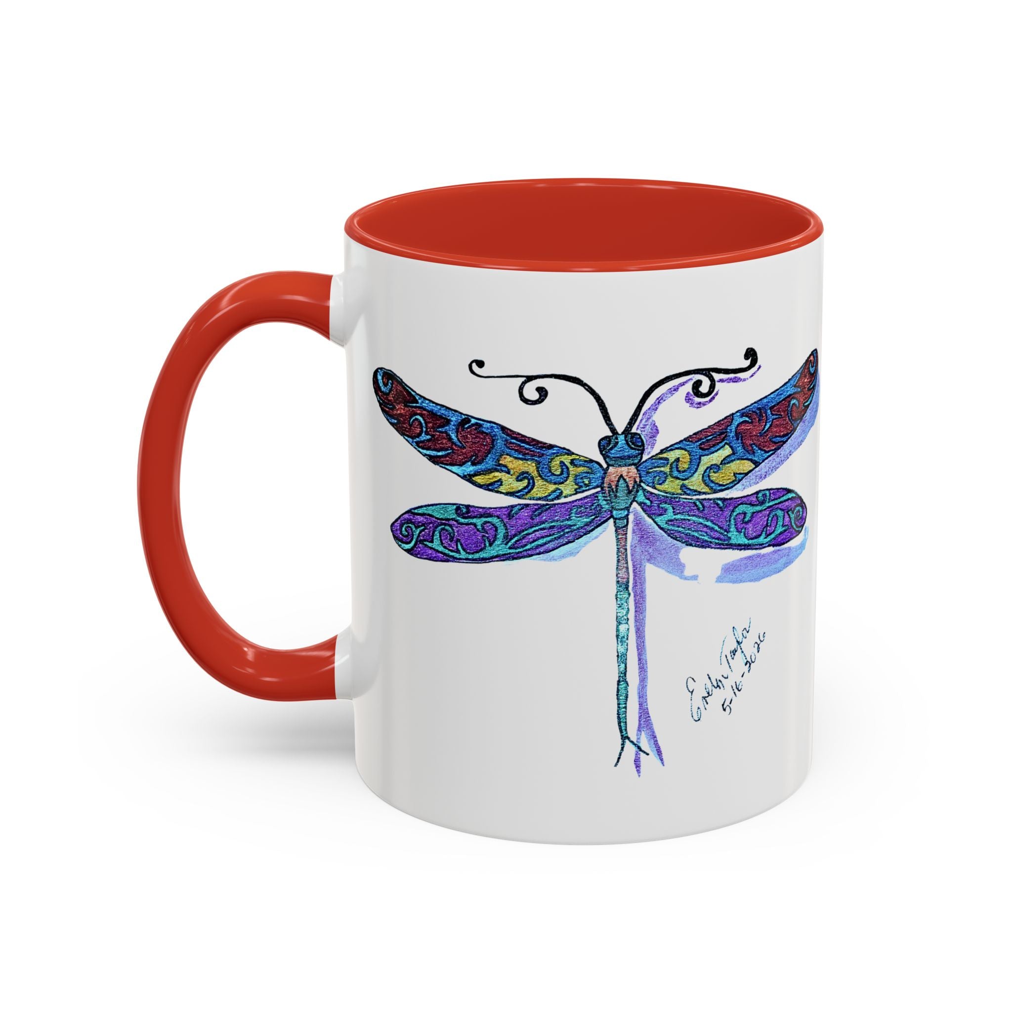 Dragonfly Motif Accent Coffee Mug (11, 15oz)