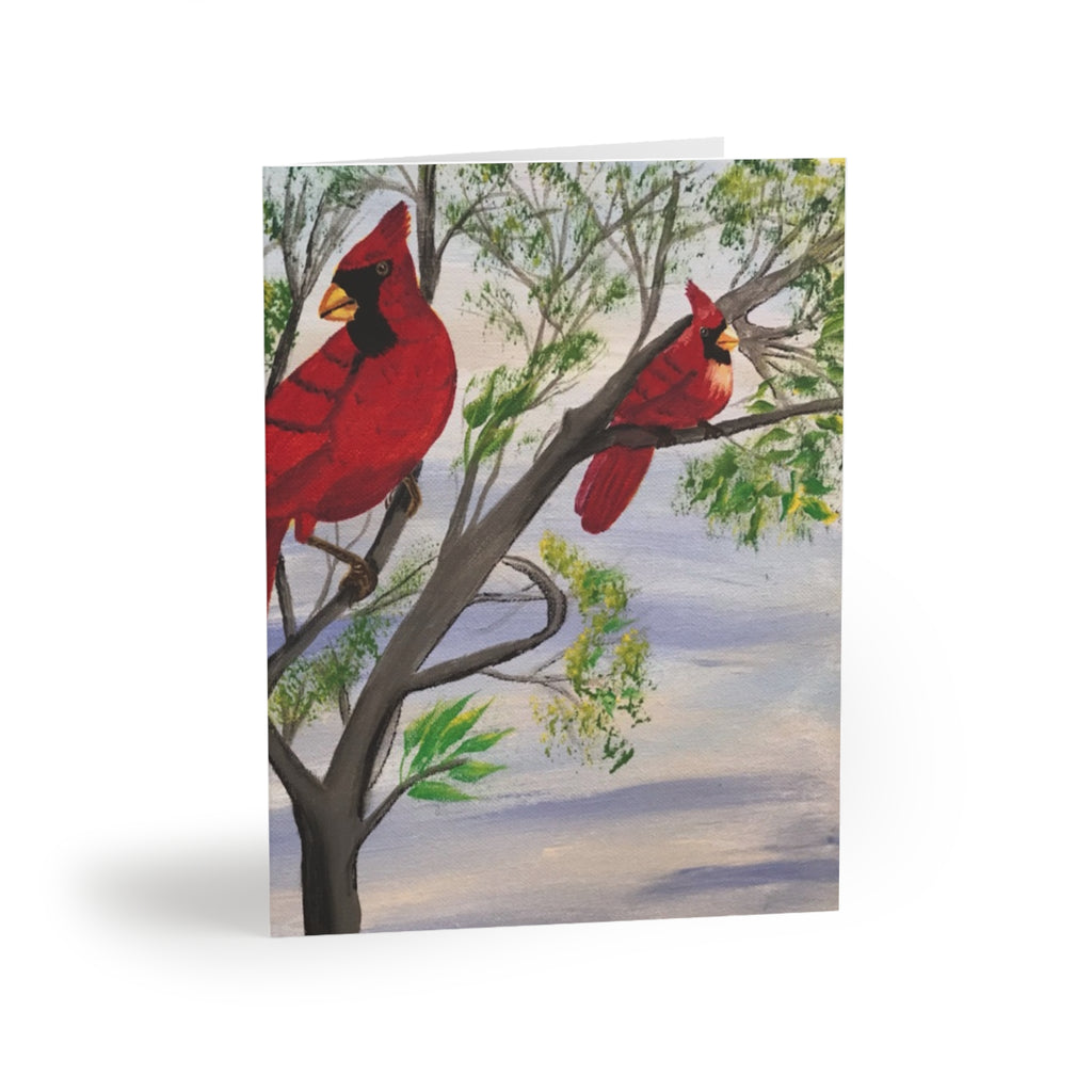 Cardinals in Spring — Blank Greeting Cards (Set of 8/16/24)