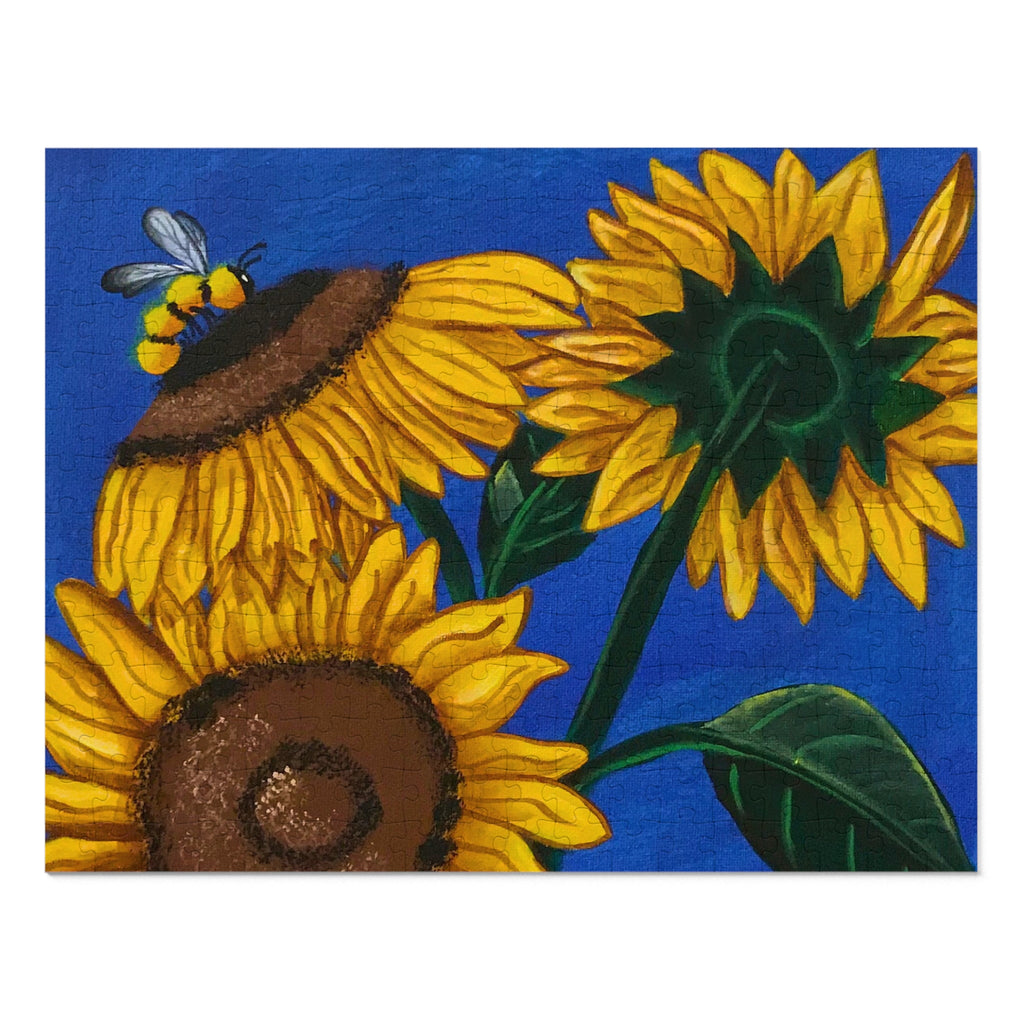 Sunflower Bee Jigsaw Puzzle — 500-Piece Puzzle with Tin Gift Box