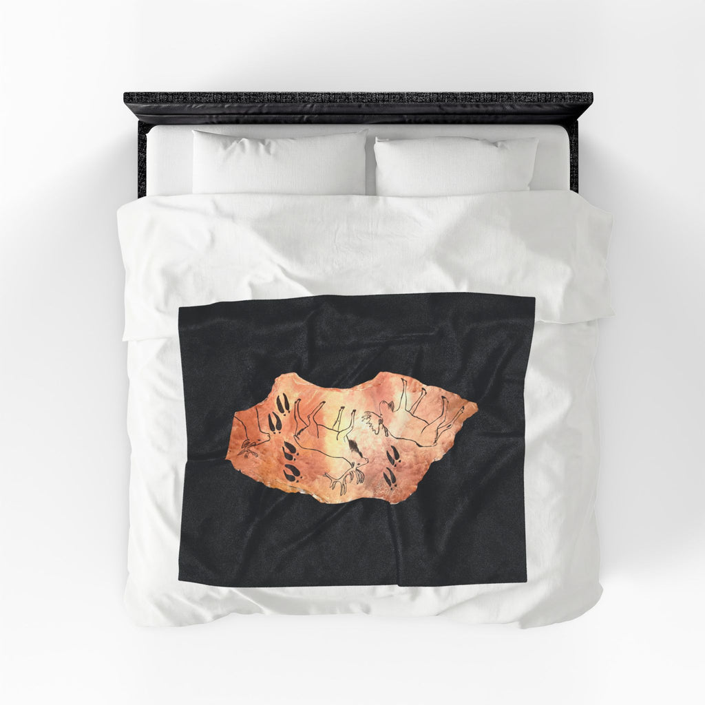 The Fragment — Neanderthal Cave Painting Velveteen Plush Blanket