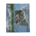 Fish Jumping Trout Velveteen Plush Blanket — Cozy Fishing Cabin Throw