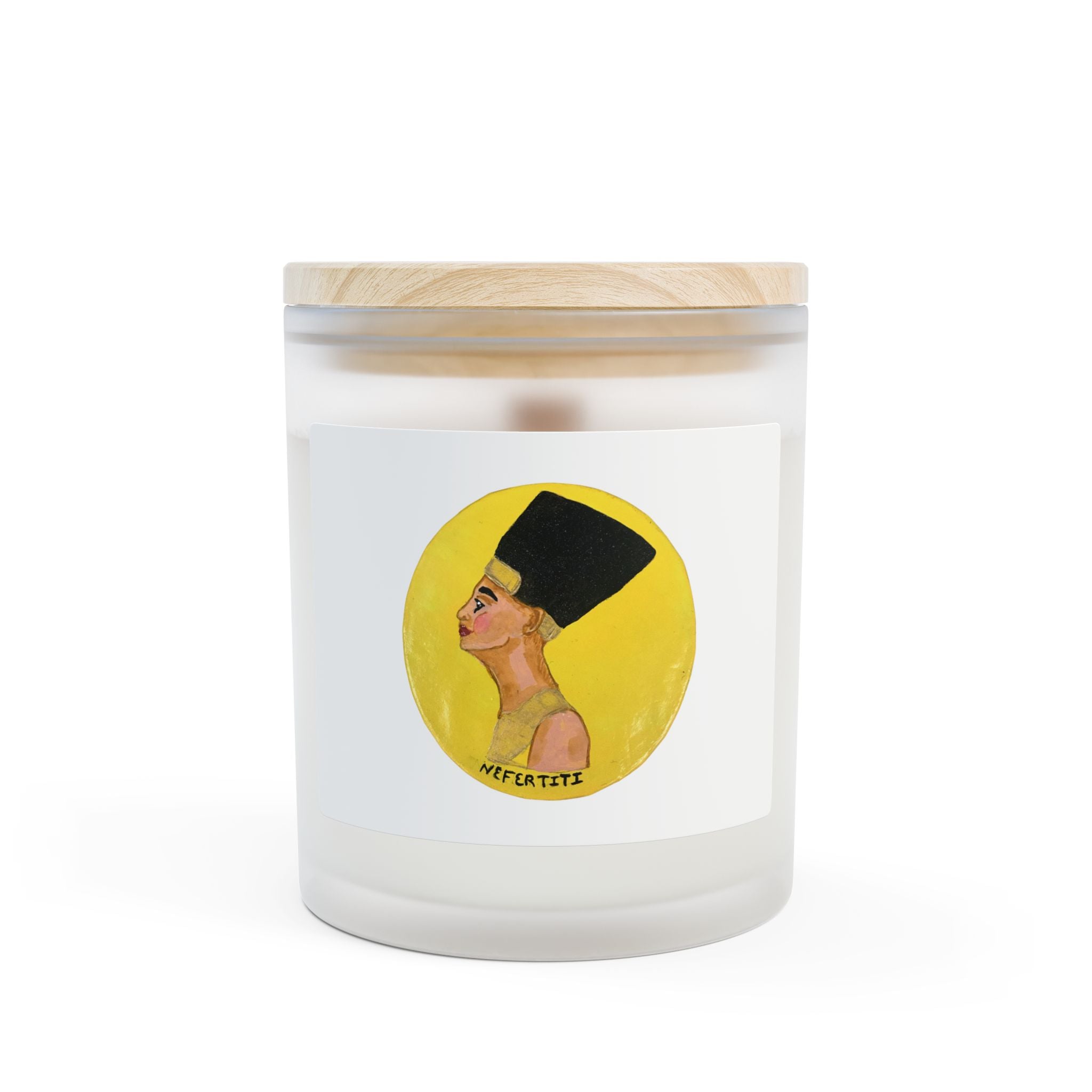 Frosted Glass Candle — Nefertiti Profile Scented Candle (11oz)