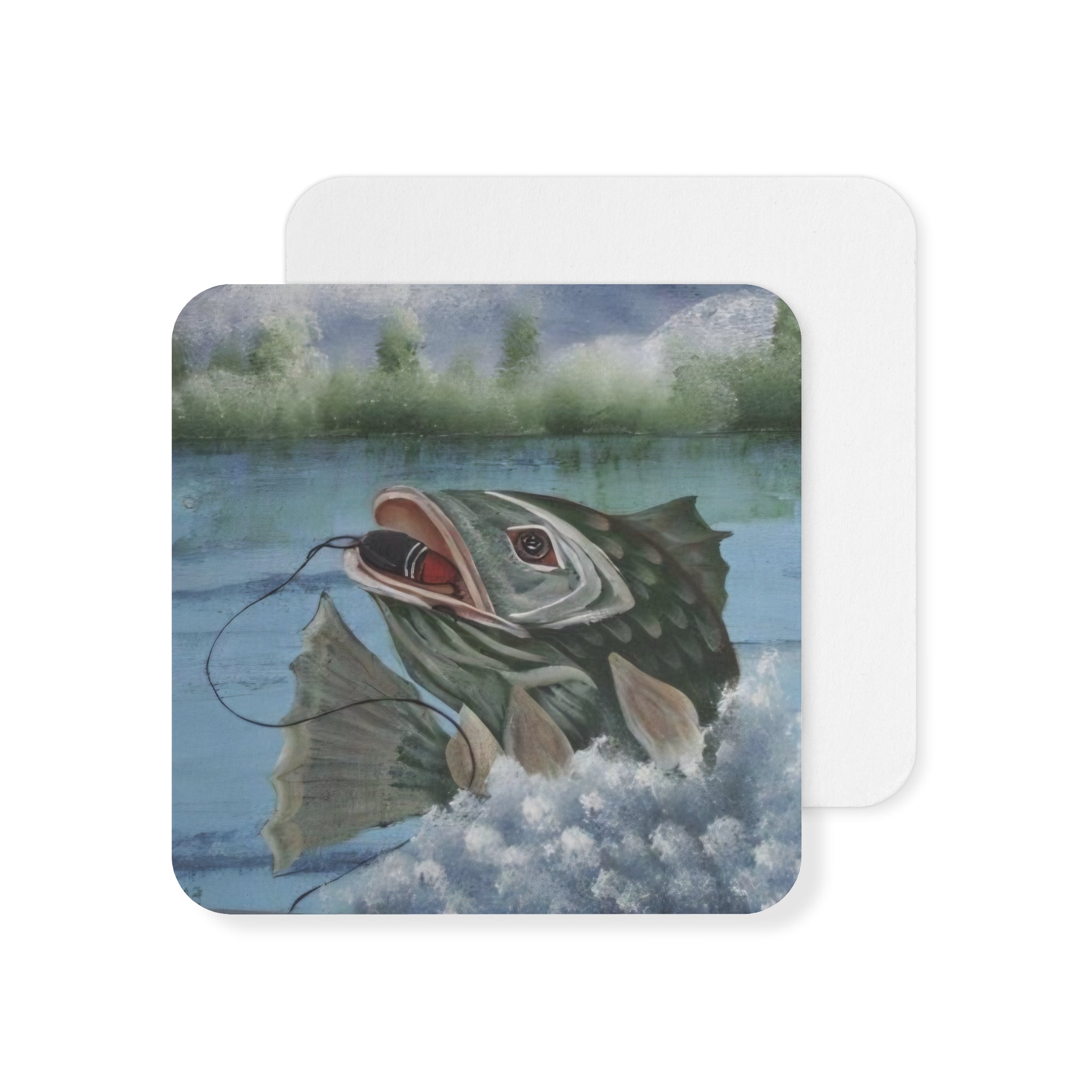 Fishing Bass Coasters — Set of 4/6 Decorative Drink Coasters (50/100 pcs bulk option)