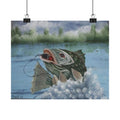 Largemouth Bass Fishing Poster — Matte Horizontal Lake Art Print