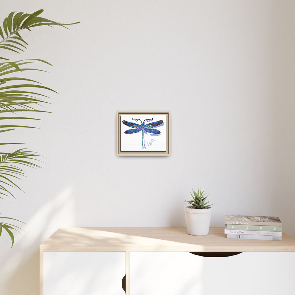 Framed Dragonfly Wall Art — Colorful Matte Canvas Print