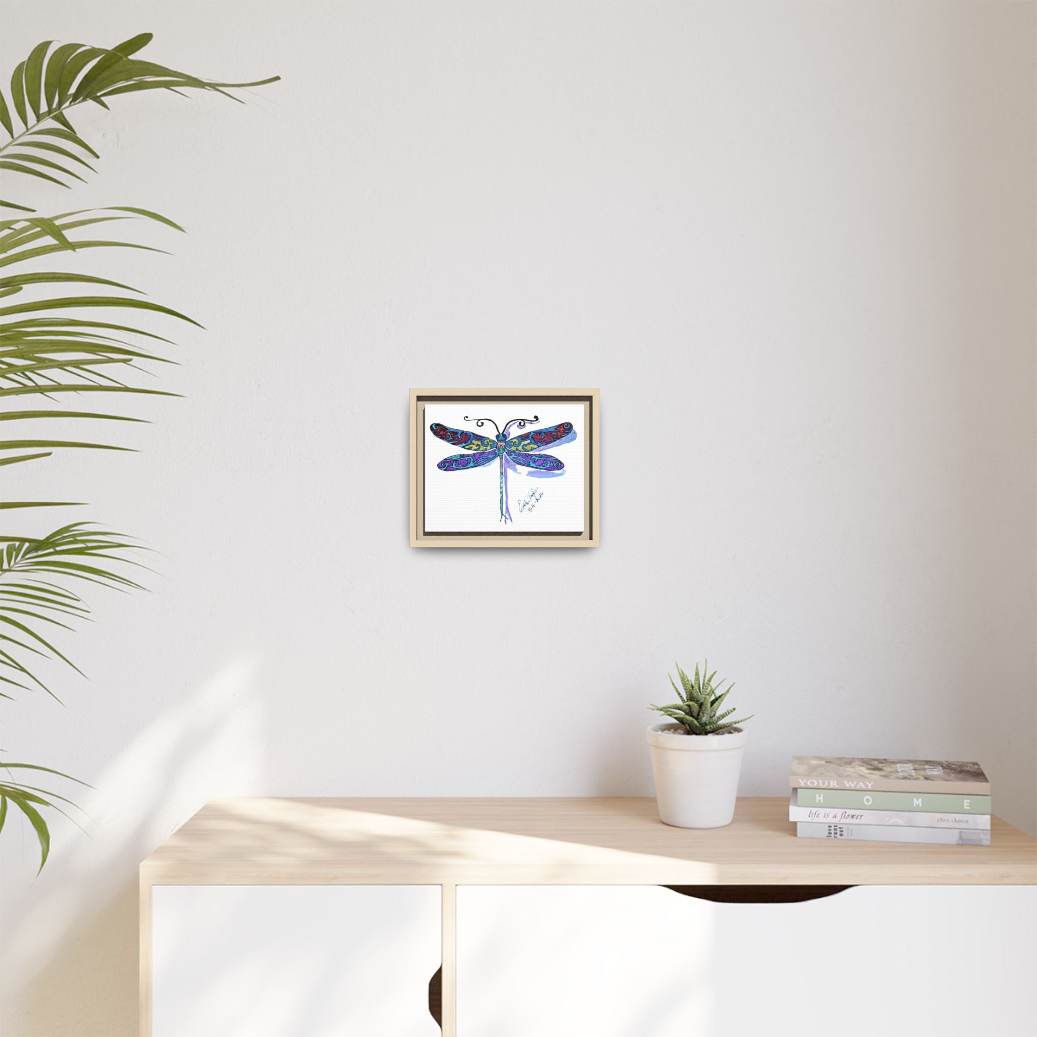 Framed Dragonfly Wall Art — Colorful Matte Canvas Print