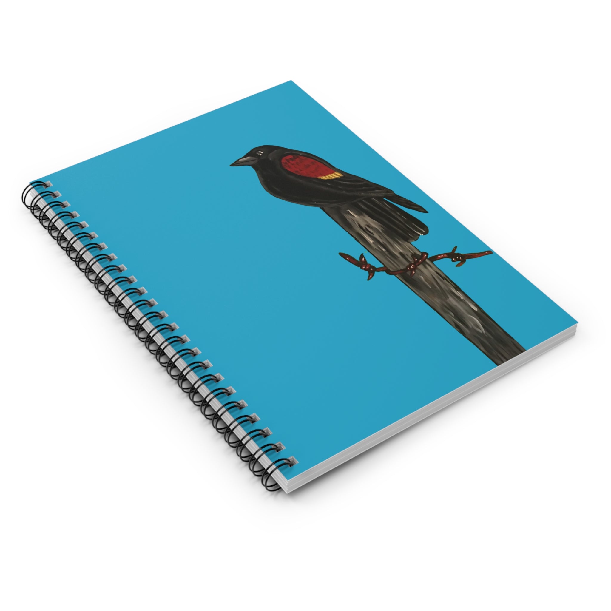 The Red-Winged Blackbird — Original Hand-Painted Art Spiral Notebook