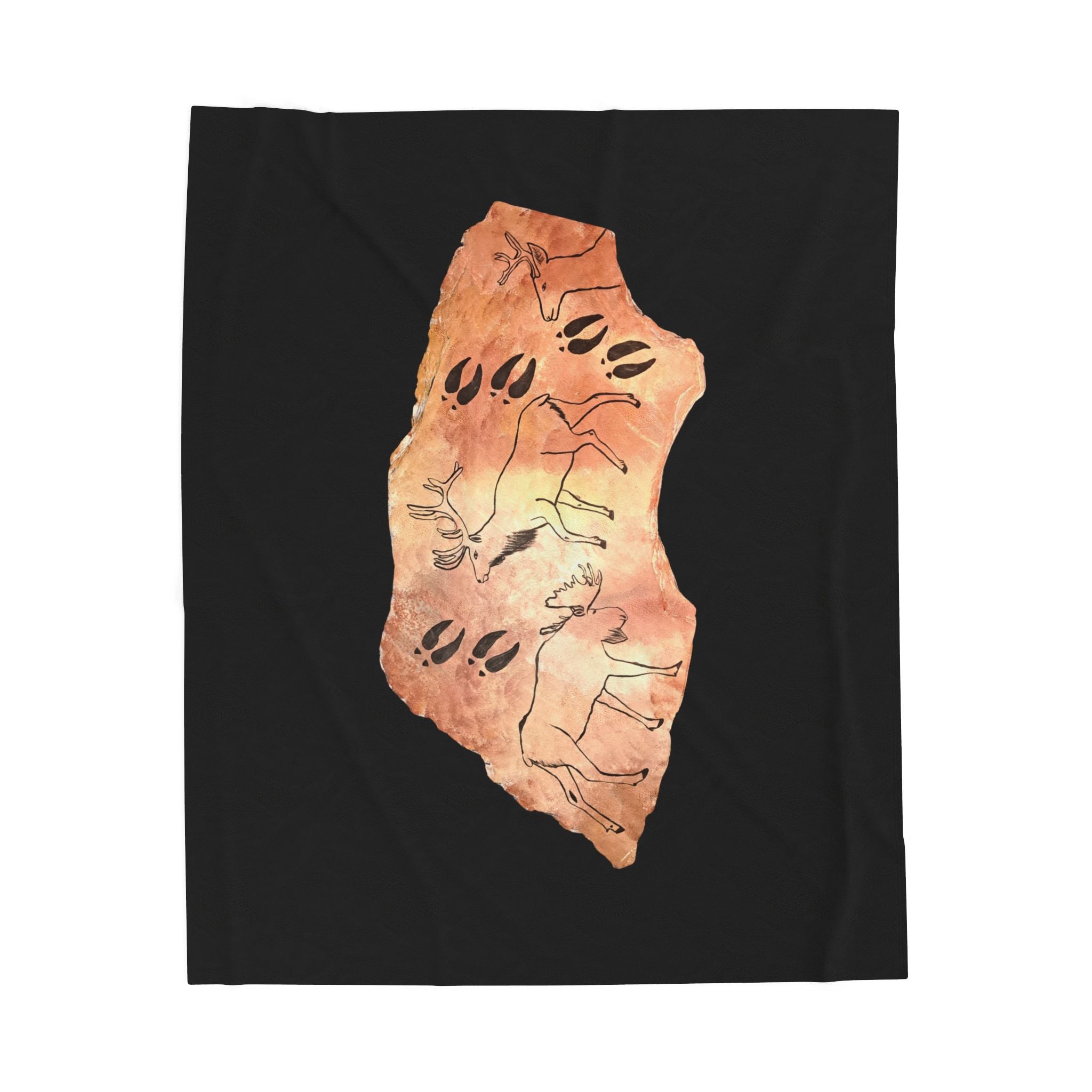The Fragment — Neanderthal Cave Painting Velveteen Plush Blanket