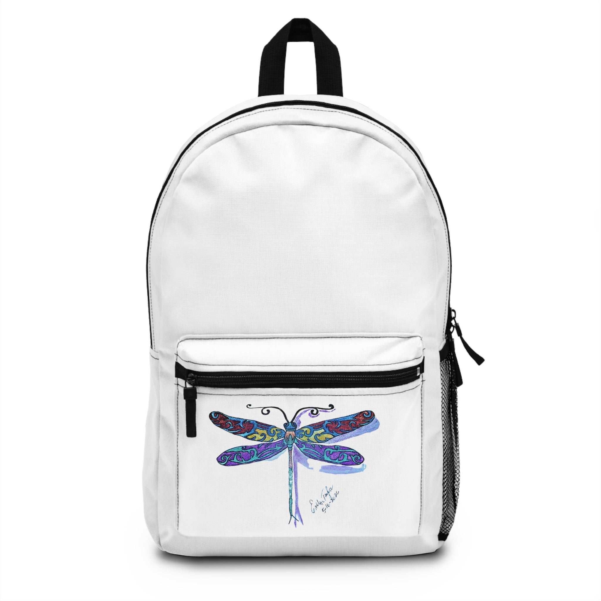 Dragonfly Art Backpack — Colorful Hand-Drawn Dragonfly Print