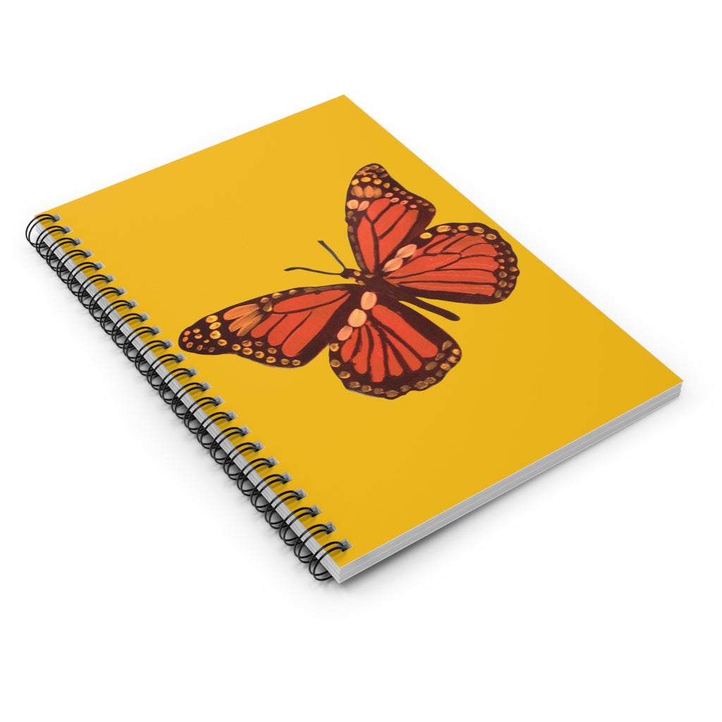 Yellow Monarch Butterfly Spiral Notebook — Ruled Journal for Nature Lovers