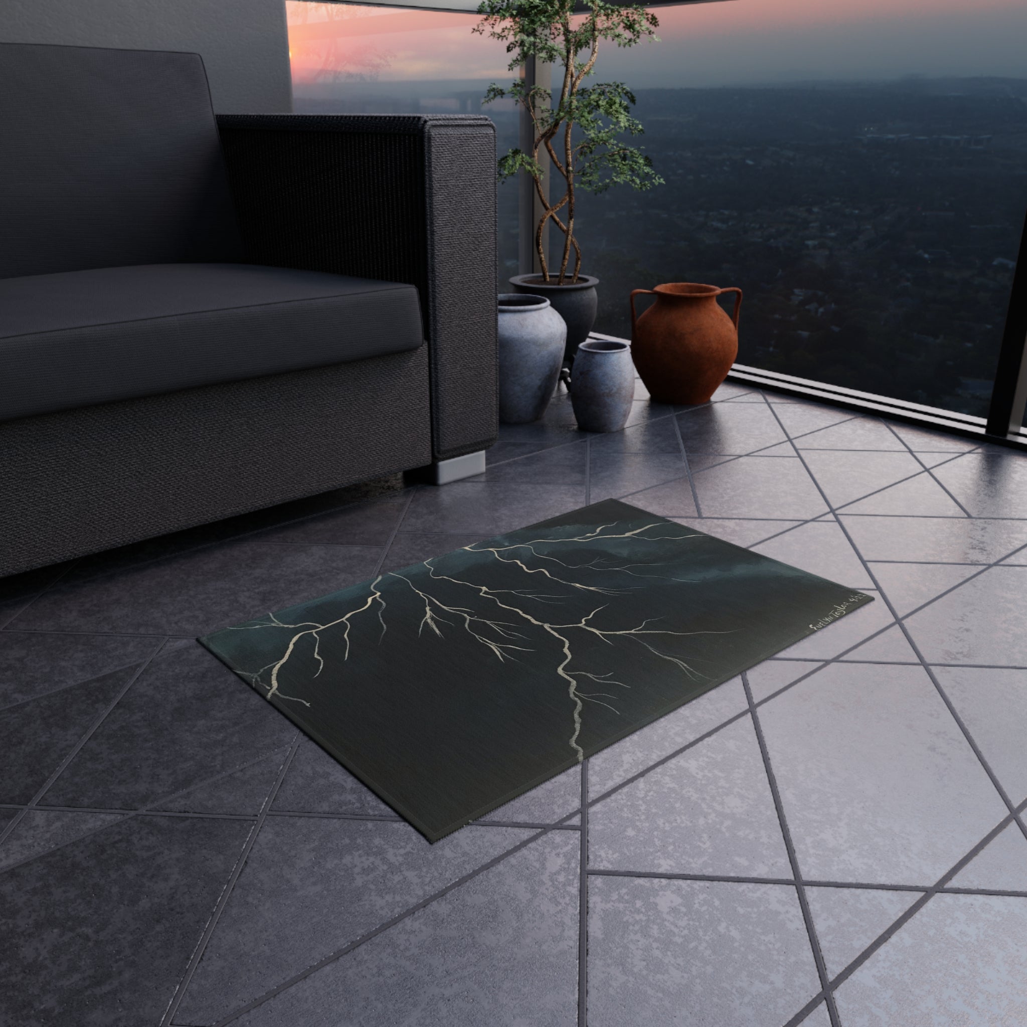 Outdoor Rug — Storm Lightning Design Patio Mat