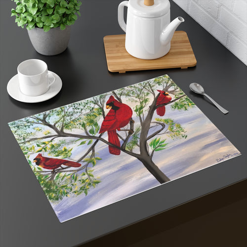 Cardinal Tree Placemat — Red Northern Cardinals Table Decor