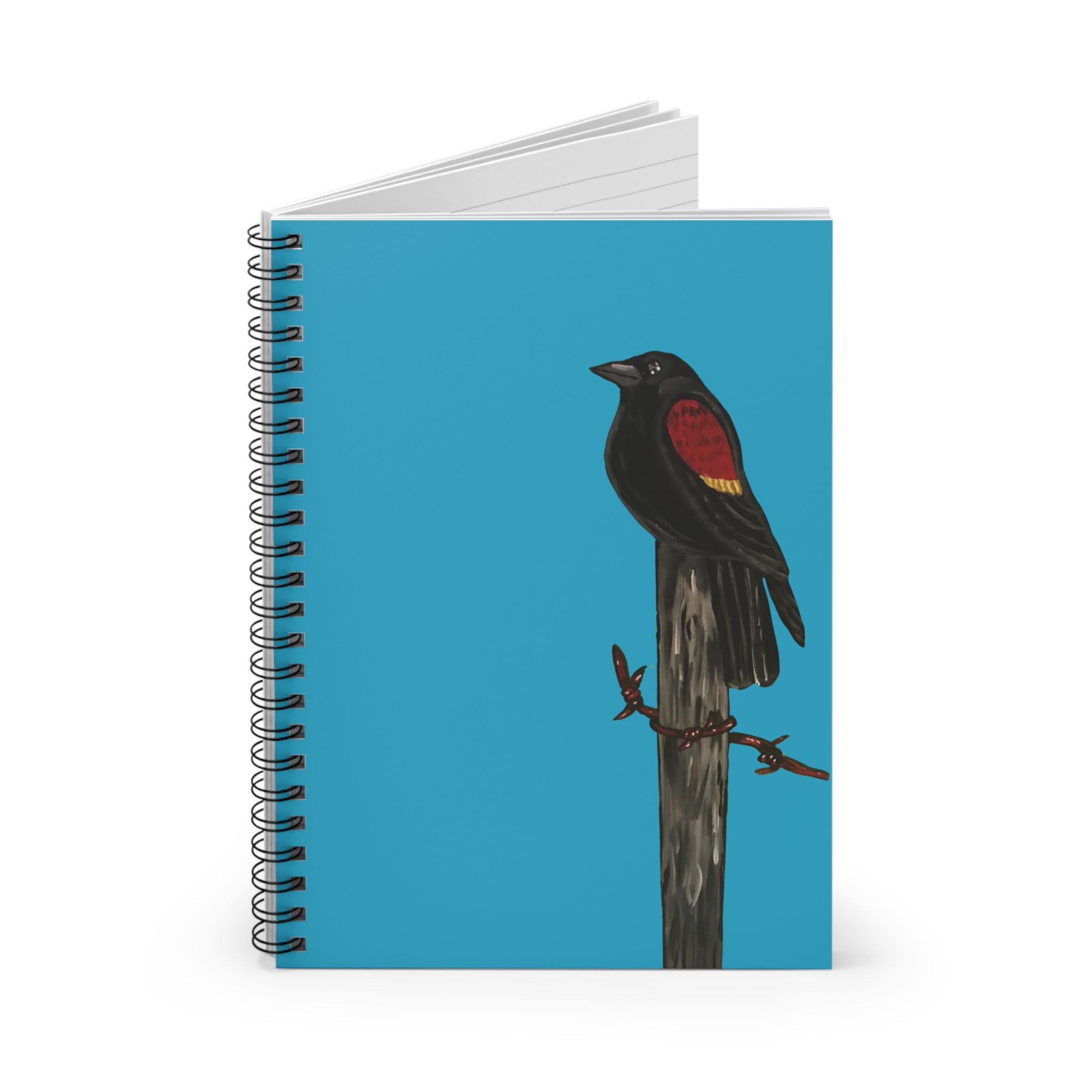 The Red-Winged Blackbird — Original Hand-Painted Art Spiral Notebook
